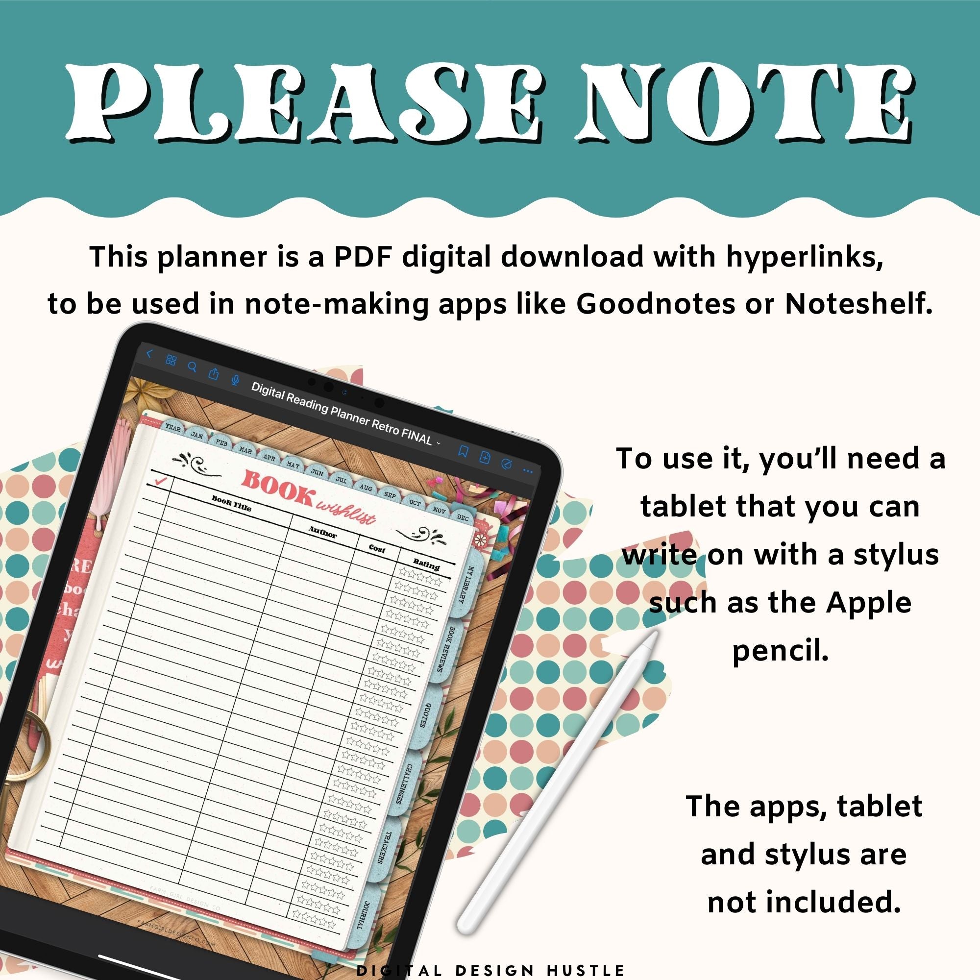 Retro Digital Reading Planner