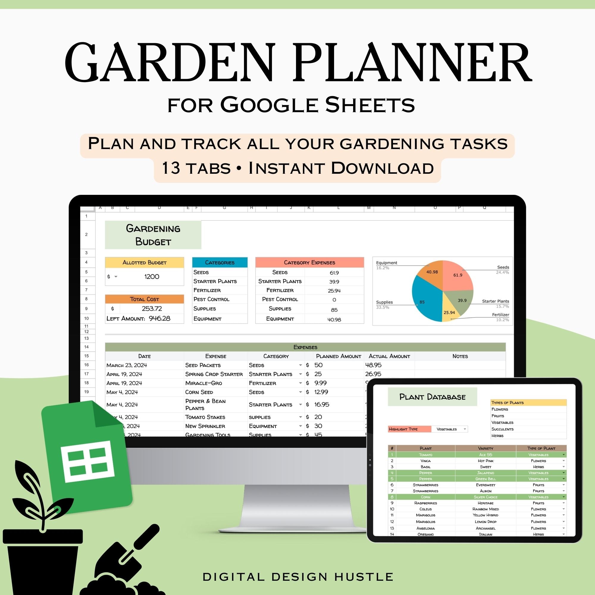Transform your gardening experience with our comprehensive Gardening Planner for Google Sheets! This spreadsheet is your go-to tool for planning, tracking, and optimizing every stage of your gardening journey. With 12 user-friendly tabs, this planner covers all aspects of gardening from start to finish.