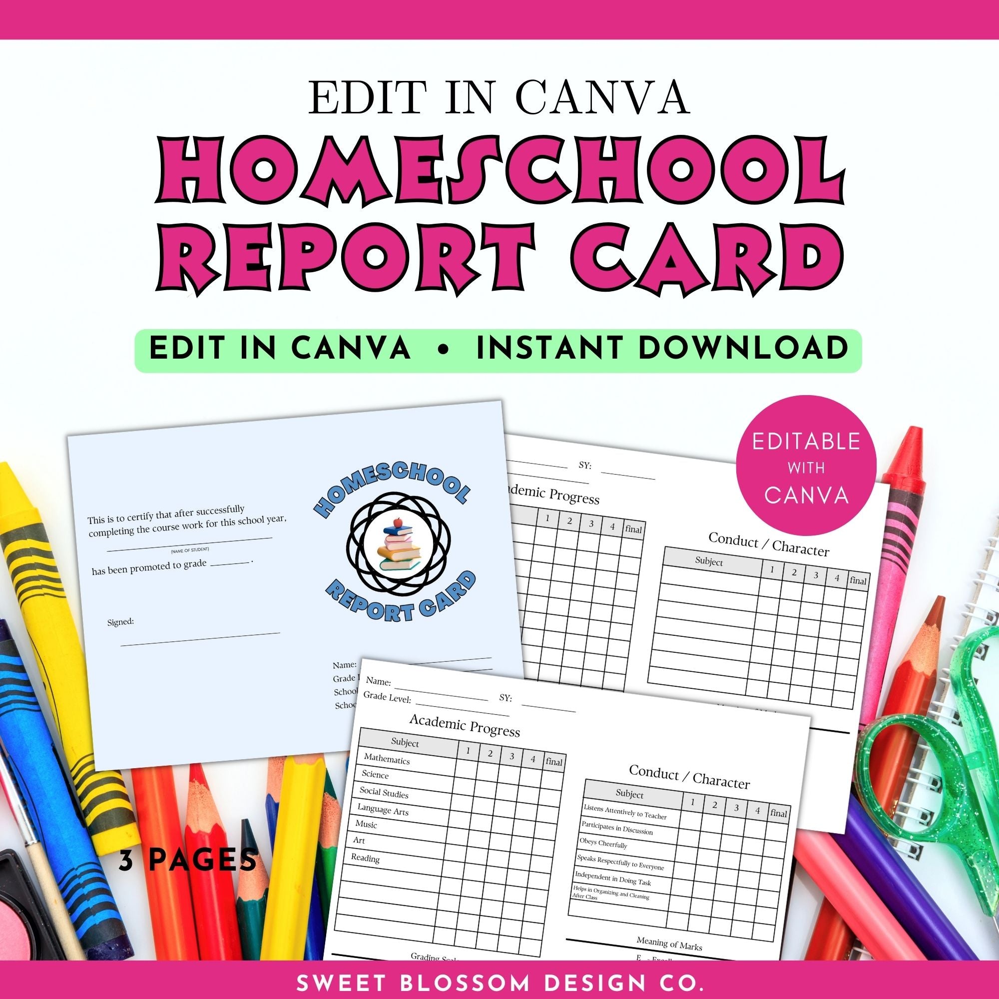 Editable Homeschool Report Card