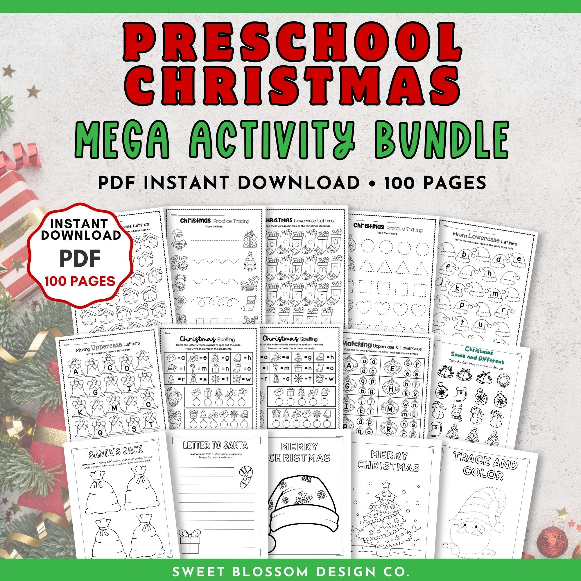Unwrap the magic of learning with our Christmas Preschool Activity Bundle, a 100-page PDF filled to the brim with joyful and educational activities designed specifically for preschoolers.