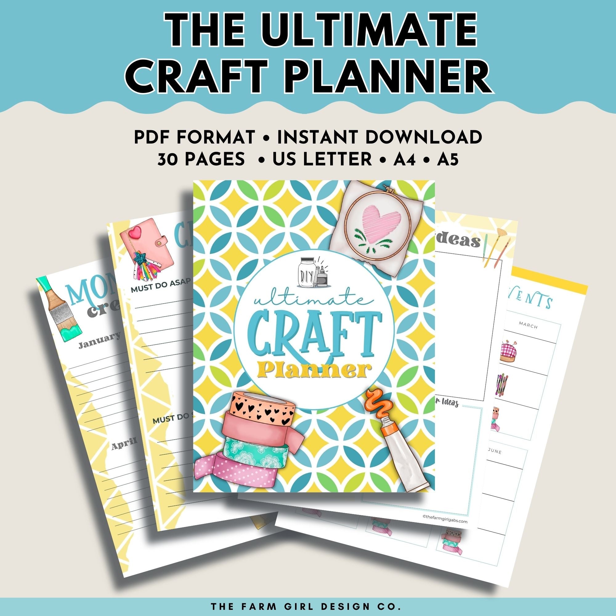 This 30-page printable Craft project planner PDF is perfect for hobby crafters and professional crafters. This craft project binder contains pages to organize your craft projects, craft supplies, ideas, inventory, budget and more. Plan your craft projects quickly with this printable planner.