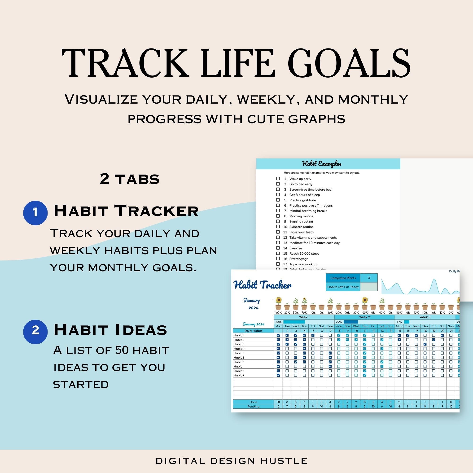 Transform your habits with our powerful Habit Tracker for Google Sheets! This customizable spreadsheet is designed to help you track up to 15 daily habits and 10 weekly habits effortlessly. Whether you&