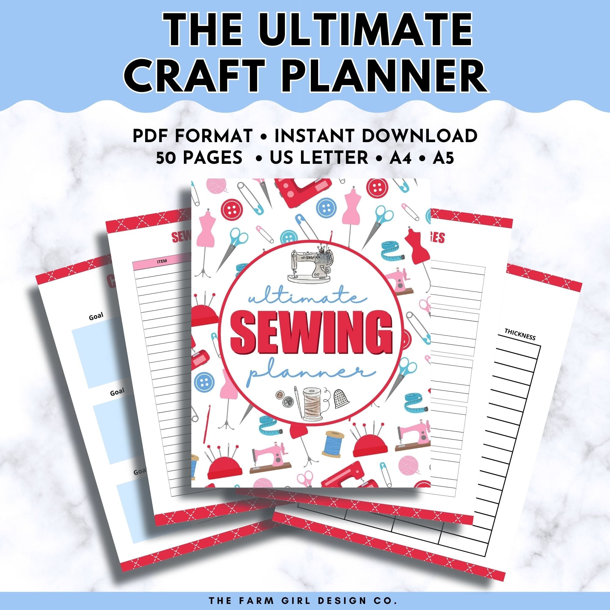 Elevate your sewing and crafting experience with our 50-page Sewing Projects Planner printable, available in three convenient sizes: US Letter, A4, and A5. This comprehensive sewing planner is designed to be your go-to tool for seamless project planning and organization.