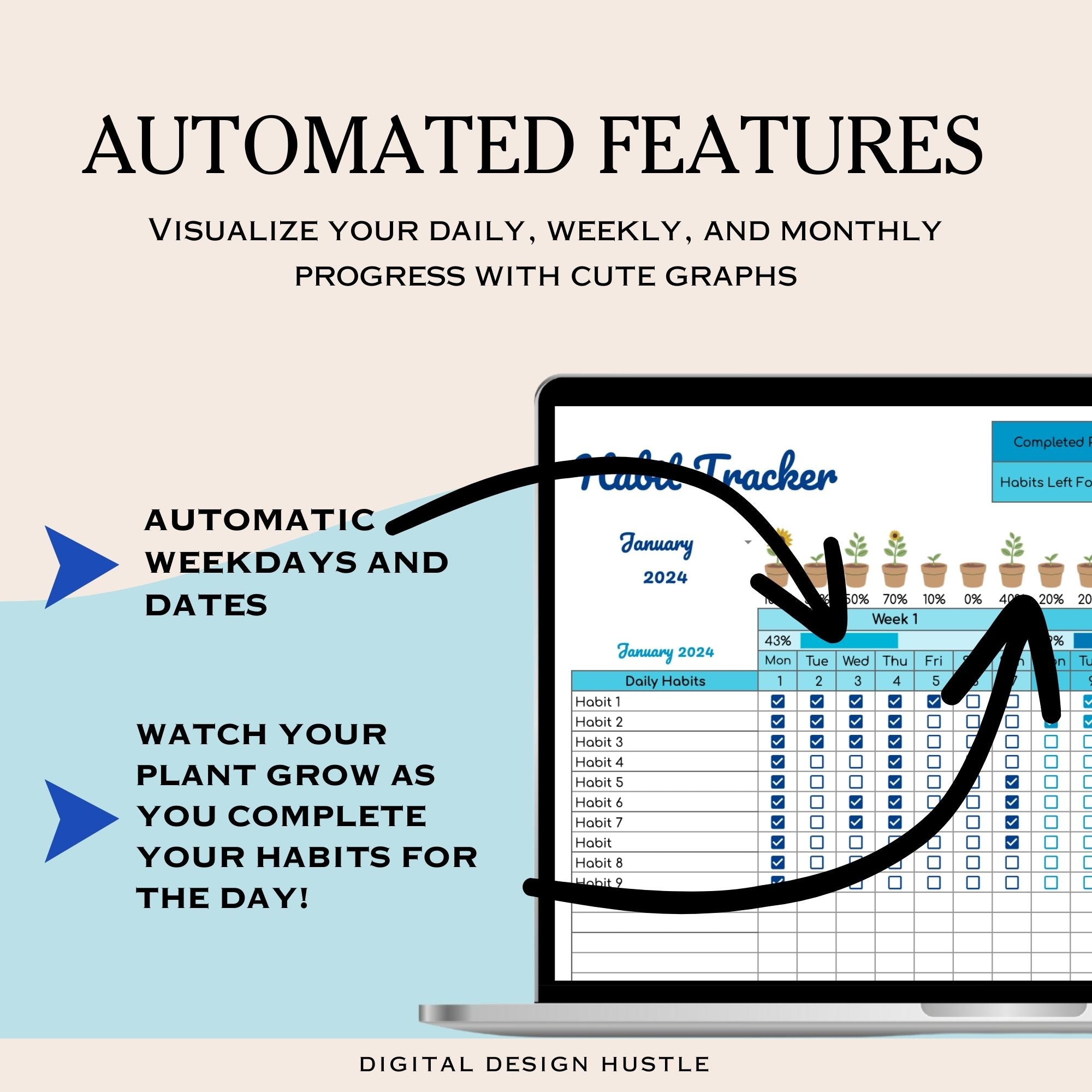 Transform your habits with our powerful Habit Tracker for Google Sheets! This customizable spreadsheet is designed to help you track up to 15 daily habits and 10 weekly habits effortlessly. Whether you&