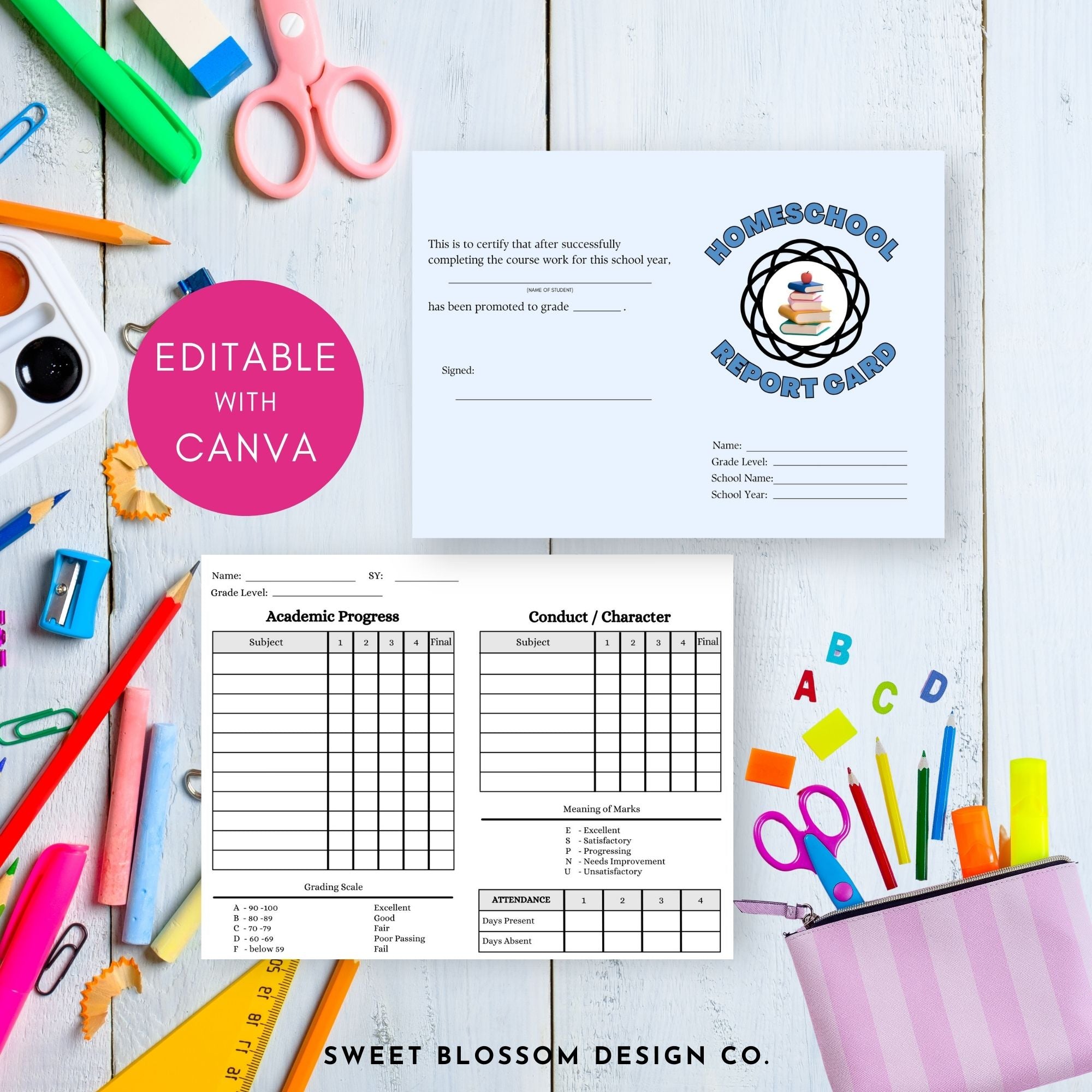 Editable Homeschool Report Card