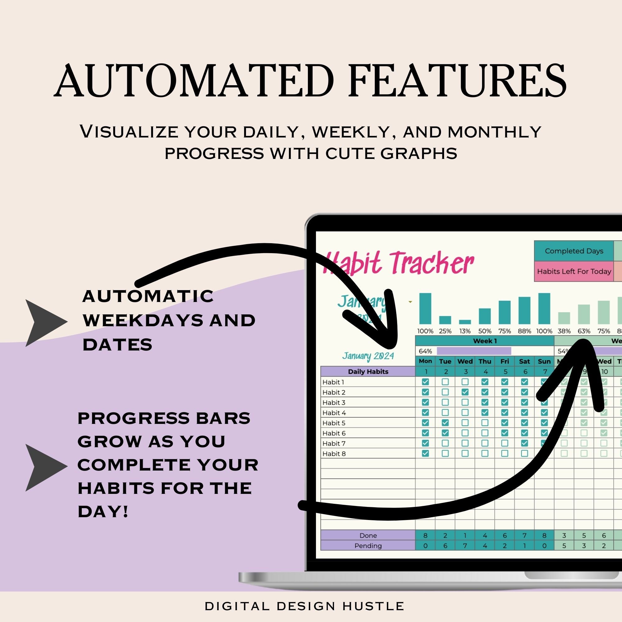 Daily Habit Tracker Spreadsheet Bright Colors