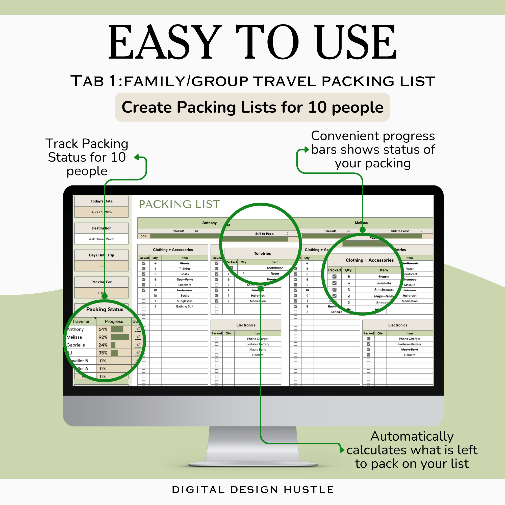 Travel Packing List for Google Sheets