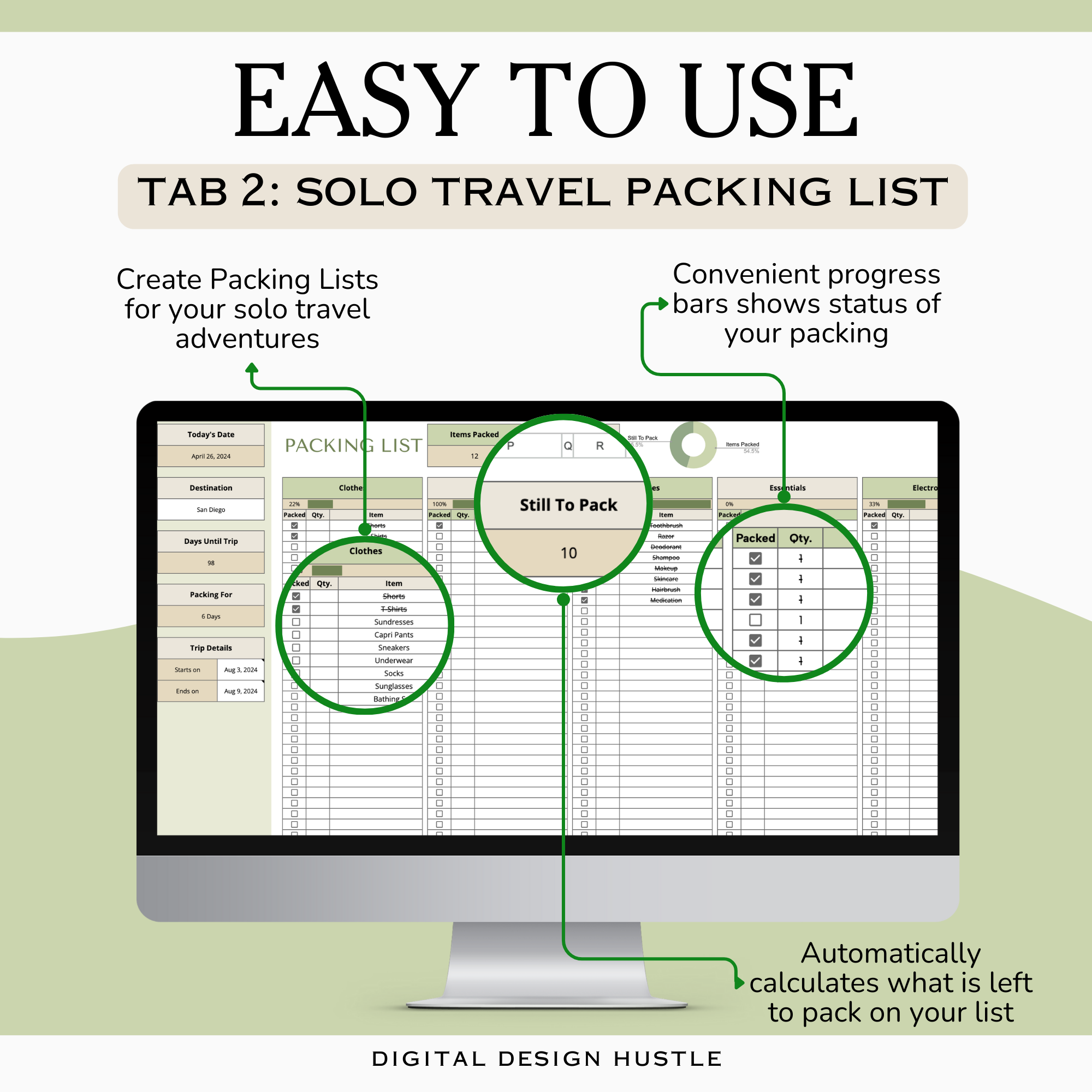 Travel Packing List for Google Sheets