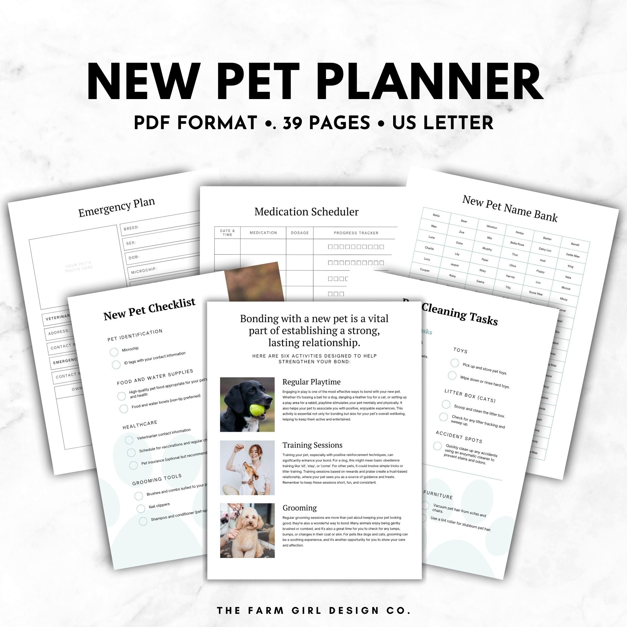 Welcome to your ultimate companion in pet parenthood – the Printable New Pet Planner! Our 39-page US Letter-size planner is designed to make the journey of welcoming a new furry friend into your home a breeze. Crafted with love and expertise, this planner is your go-to resource for all things pet care.