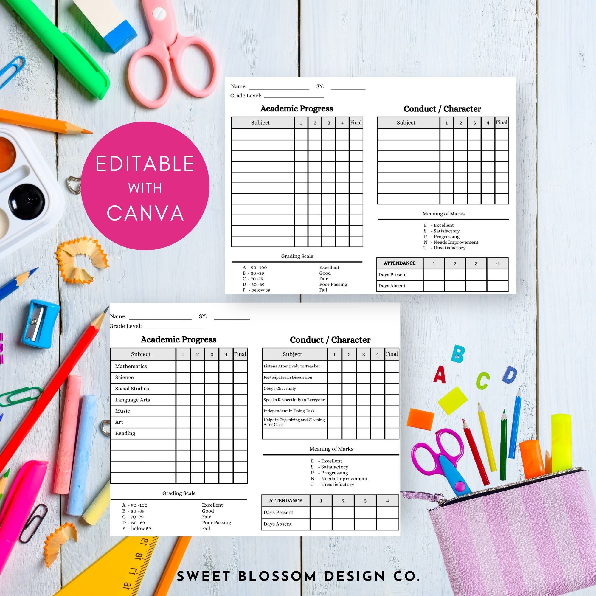 Editable Homeschool Report Card