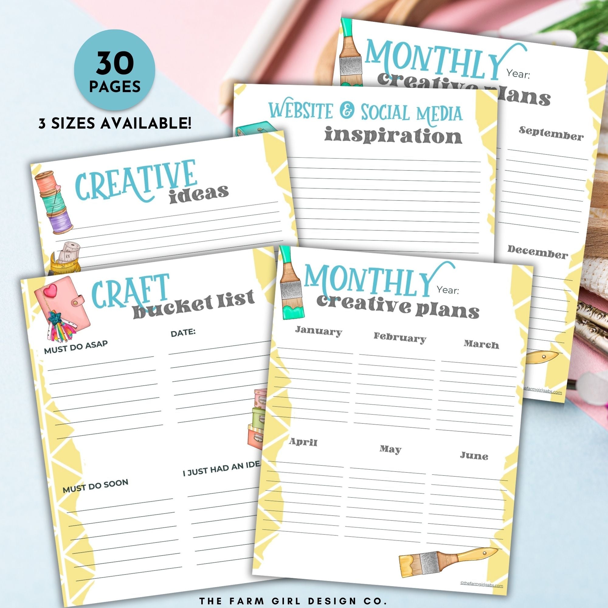 This 30-page printable Craft project planner PDF is perfect for hobby crafters and professional crafters. This craft project binder contains pages to organize your craft projects, craft supplies, ideas, inventory, budget and more. Plan your craft projects quickly with this printable planner.
