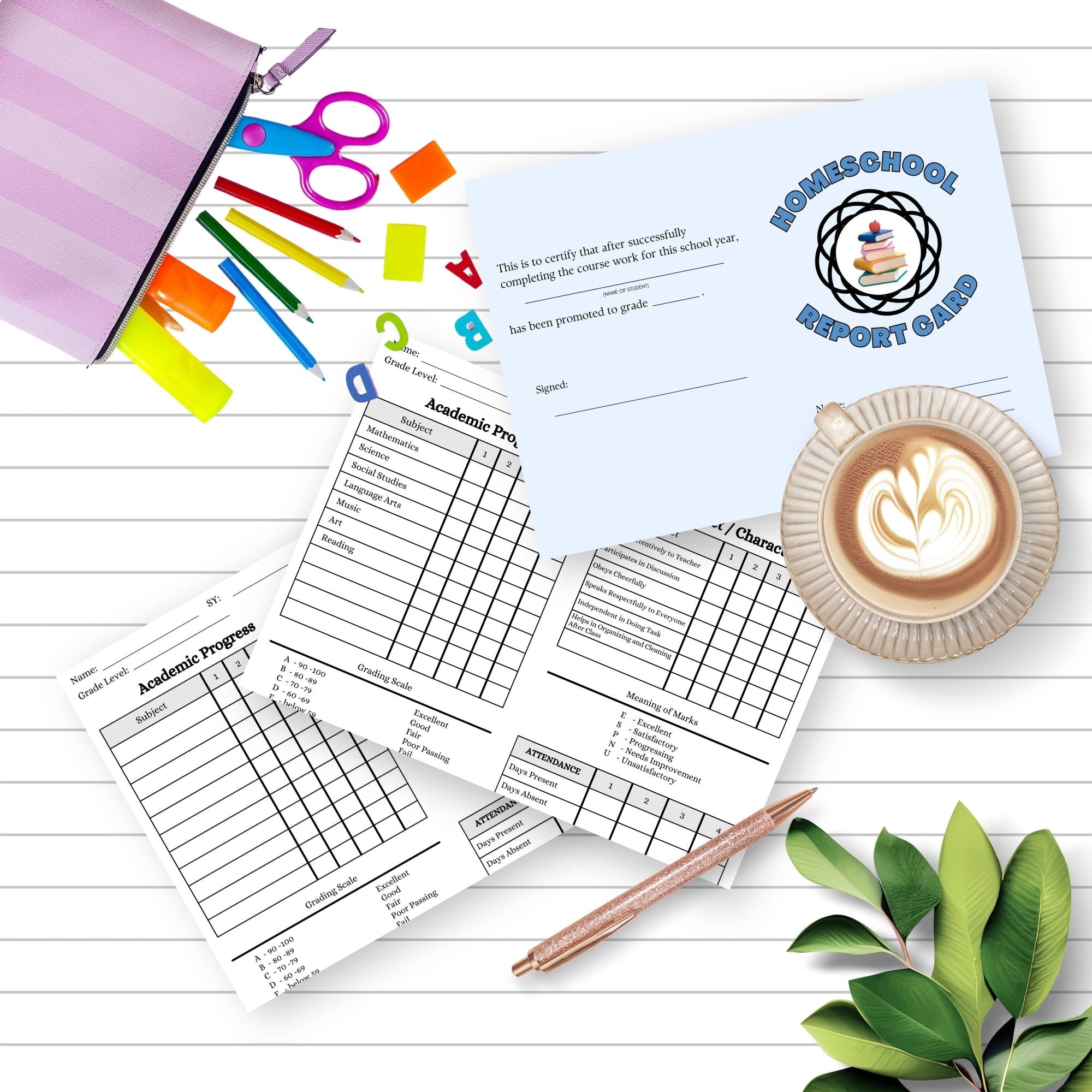 Editable Homeschool Report Card
