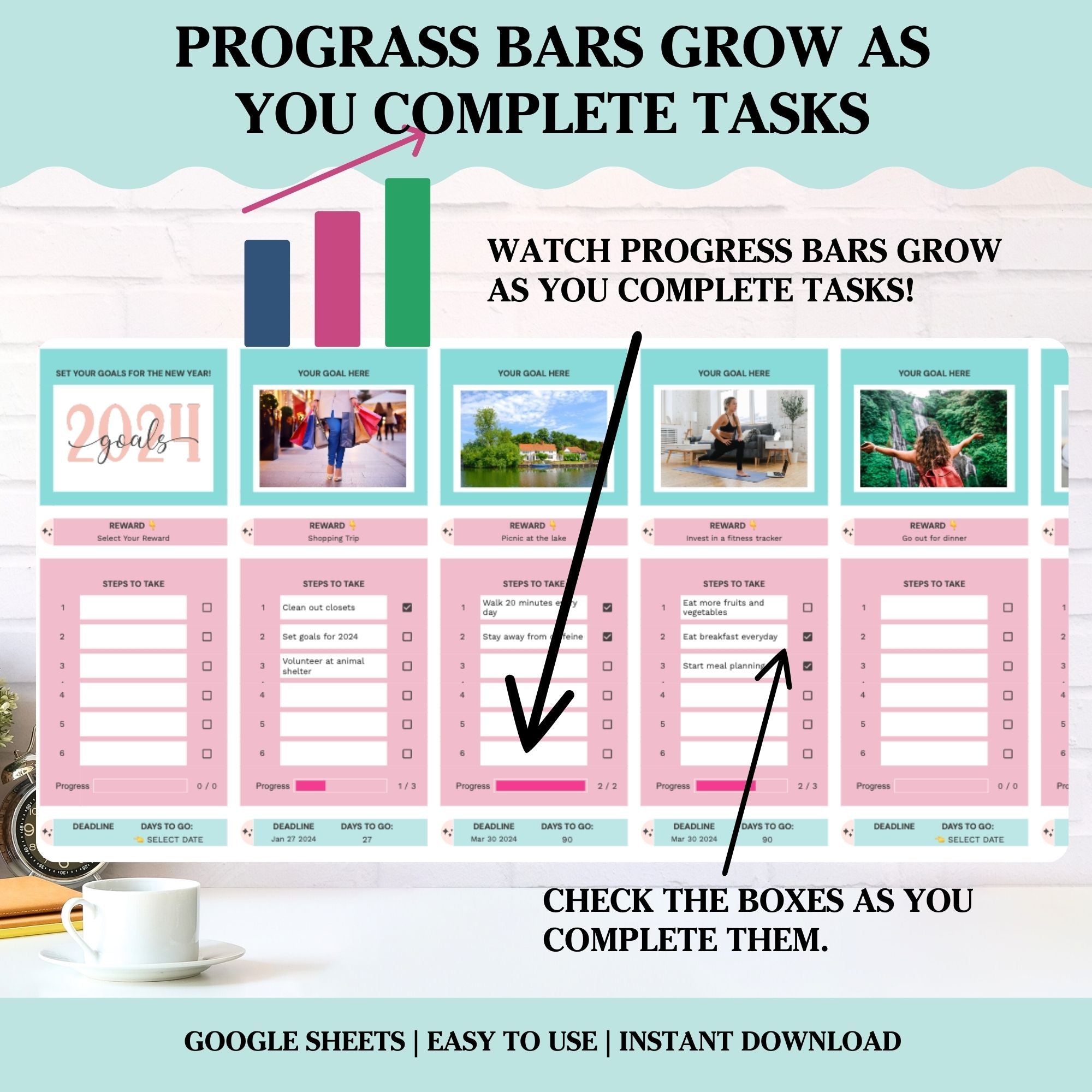 Elevate your goal-setting game with our comprehensive Goal Planner for Google Sheets! Whether you&