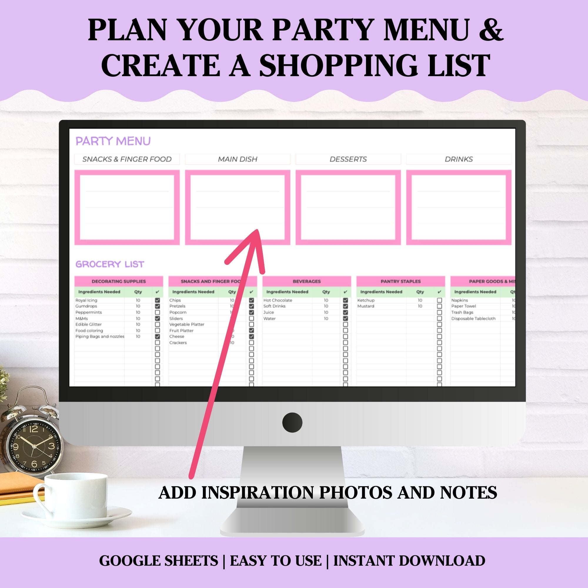 Party Planning Spreadsheet