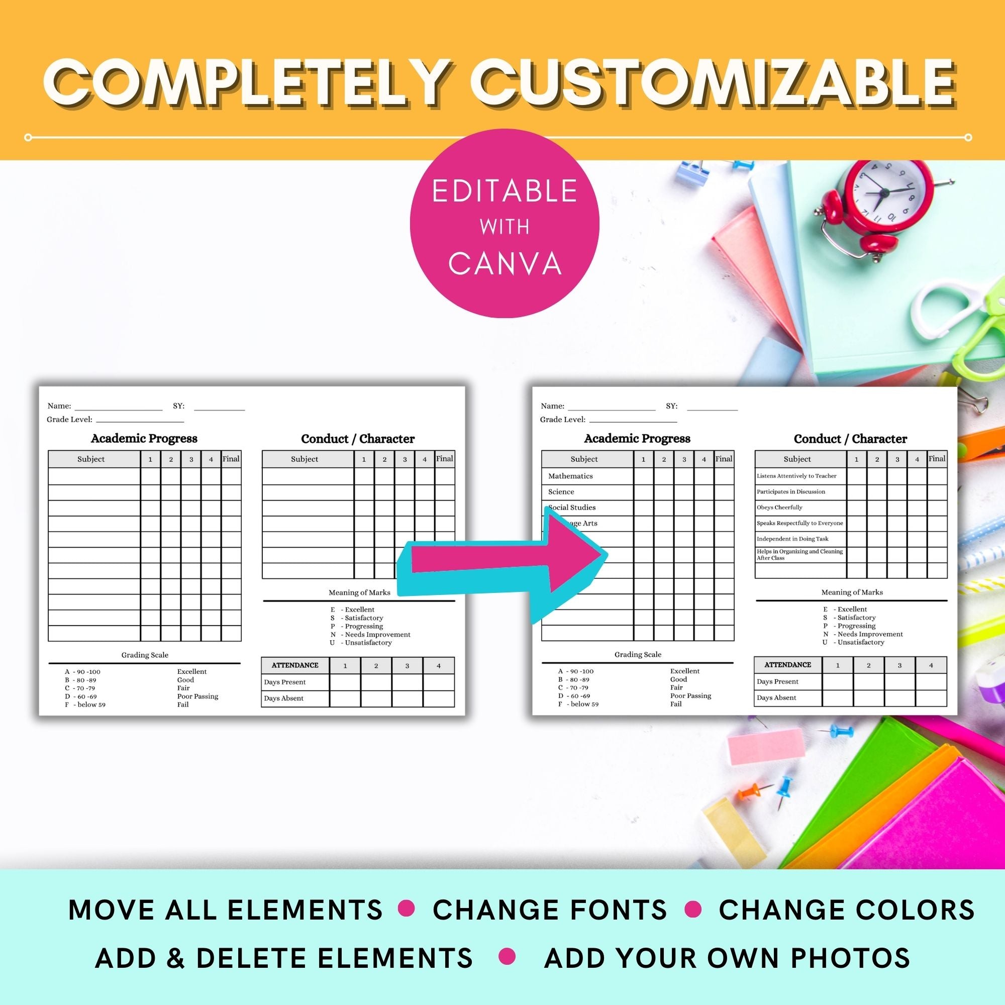 Editable Homeschool Report Card