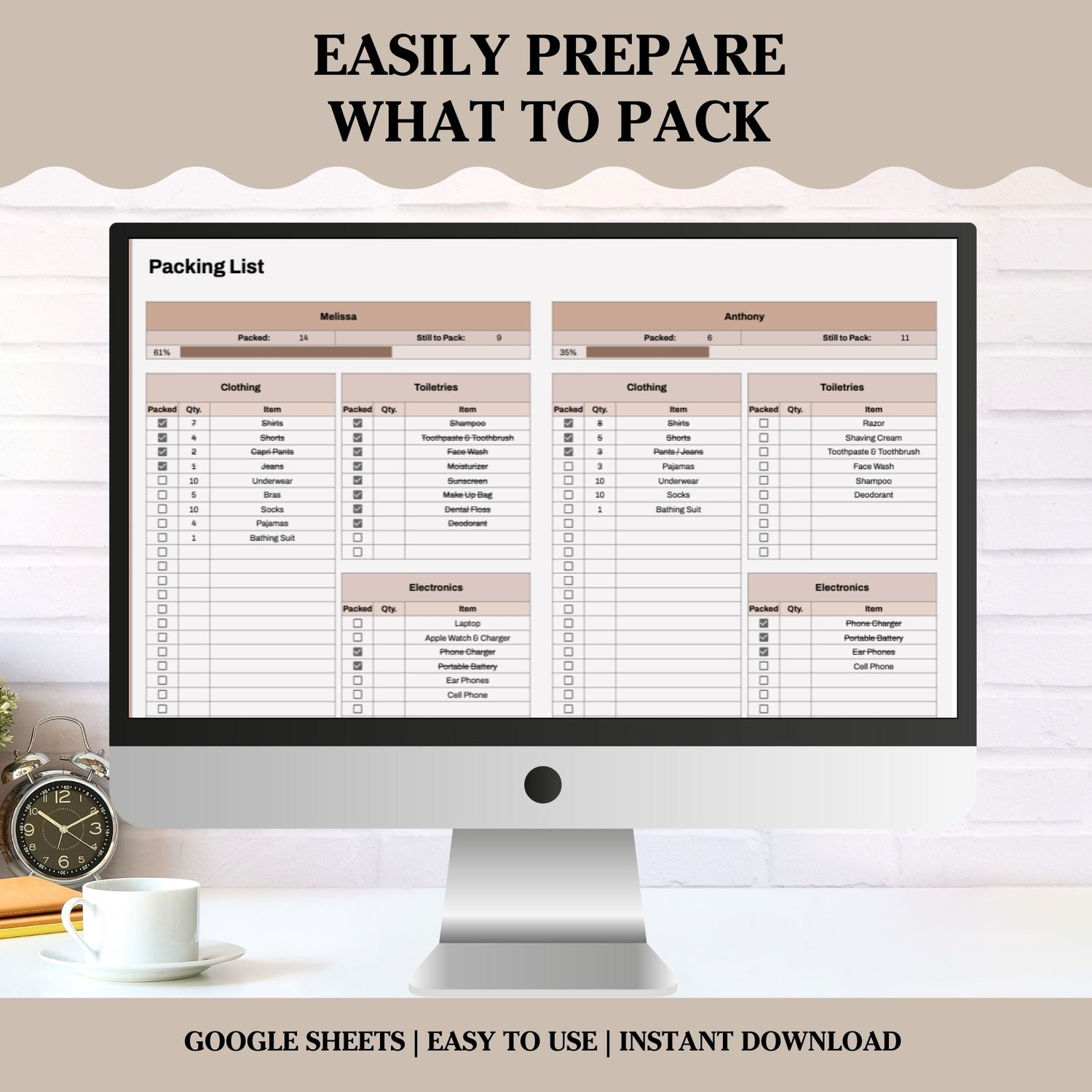 Travel Planner Spreadsheet for Google Sheets