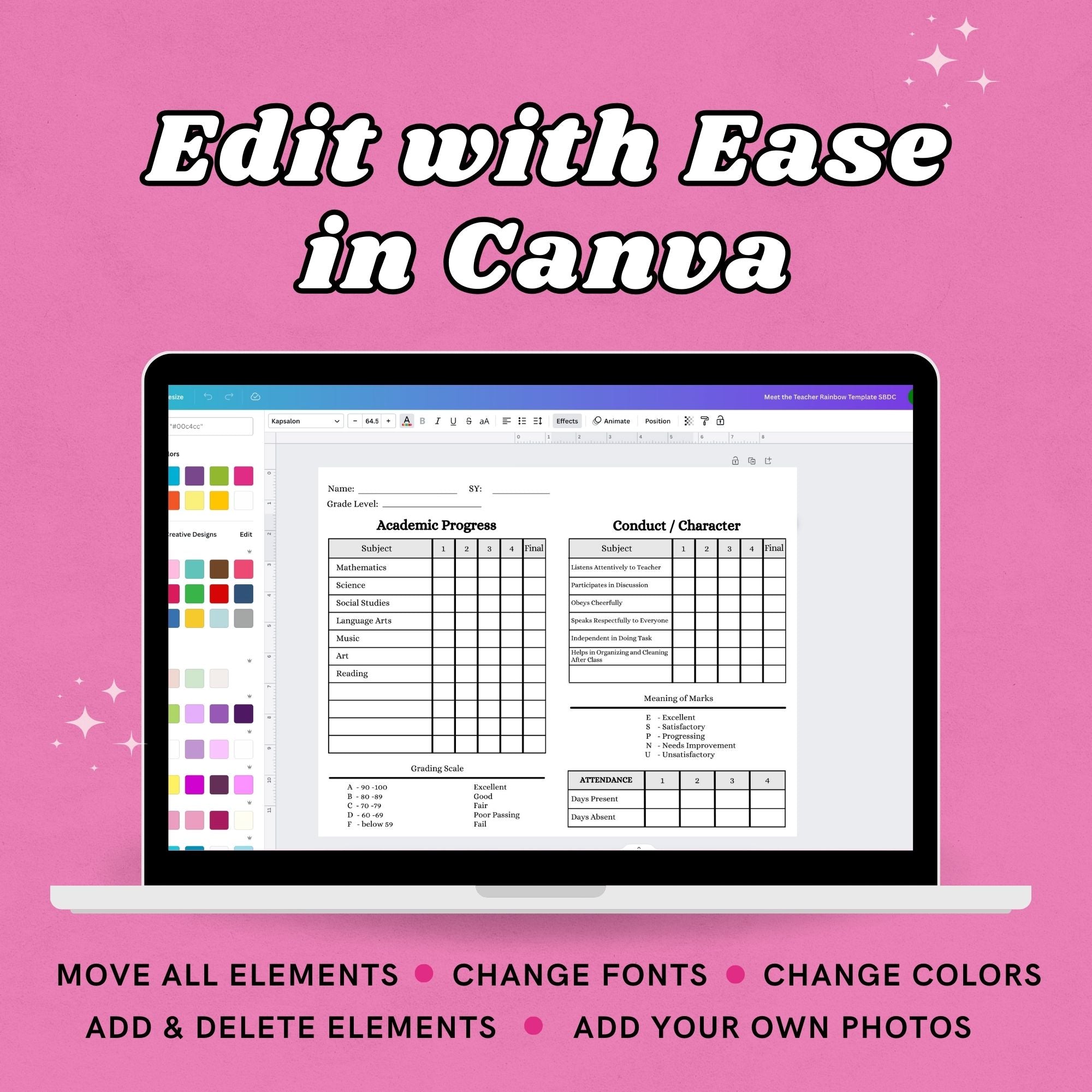 Editable Homeschool Report Card