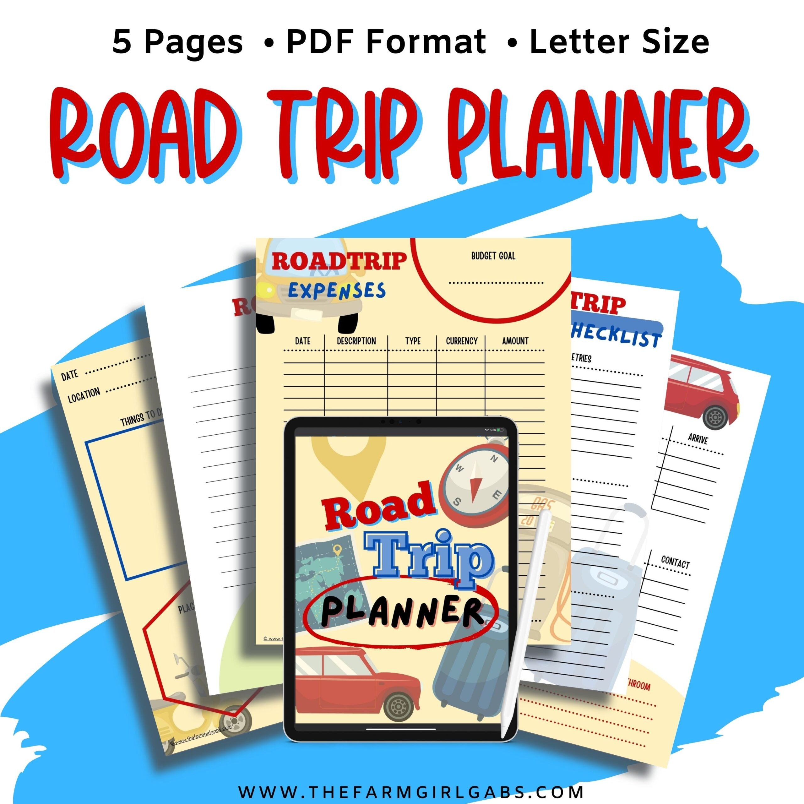 Ready to hit the road on a good old fashioned family vacation? This printable Family Road Trip Planner will help you plan an epic road trip. This 5-page vacation planner includes a budget worksheet, itinerary sheet, things to see and do, a travel journal, and a road trip check list.