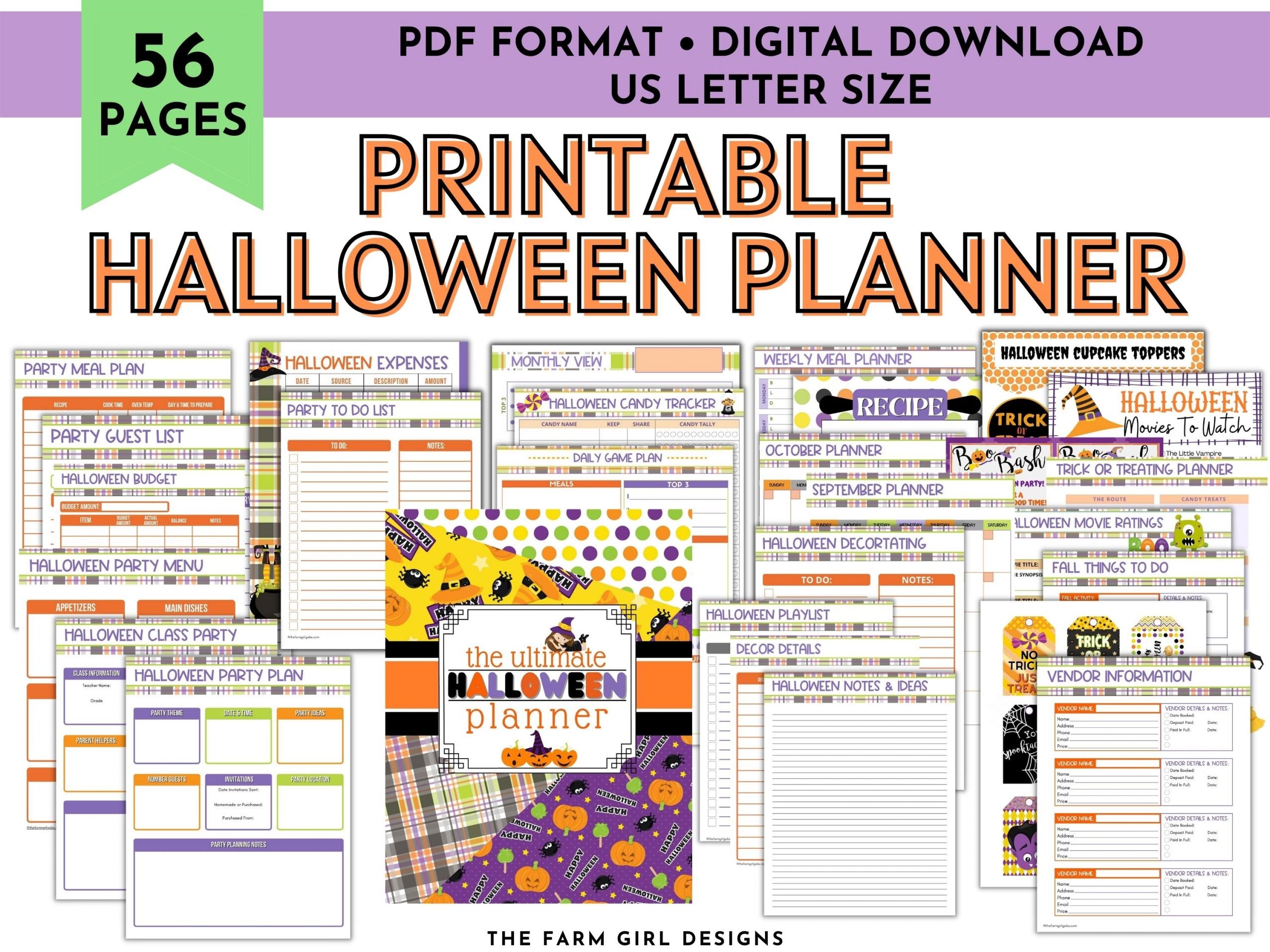 Plan the ultimate Halloween. This printable Halloween planner will keep you organized this fall season. This digital download fall activity planner is filled with planning pages to help you plan the best Halloween and fall for your and your family.