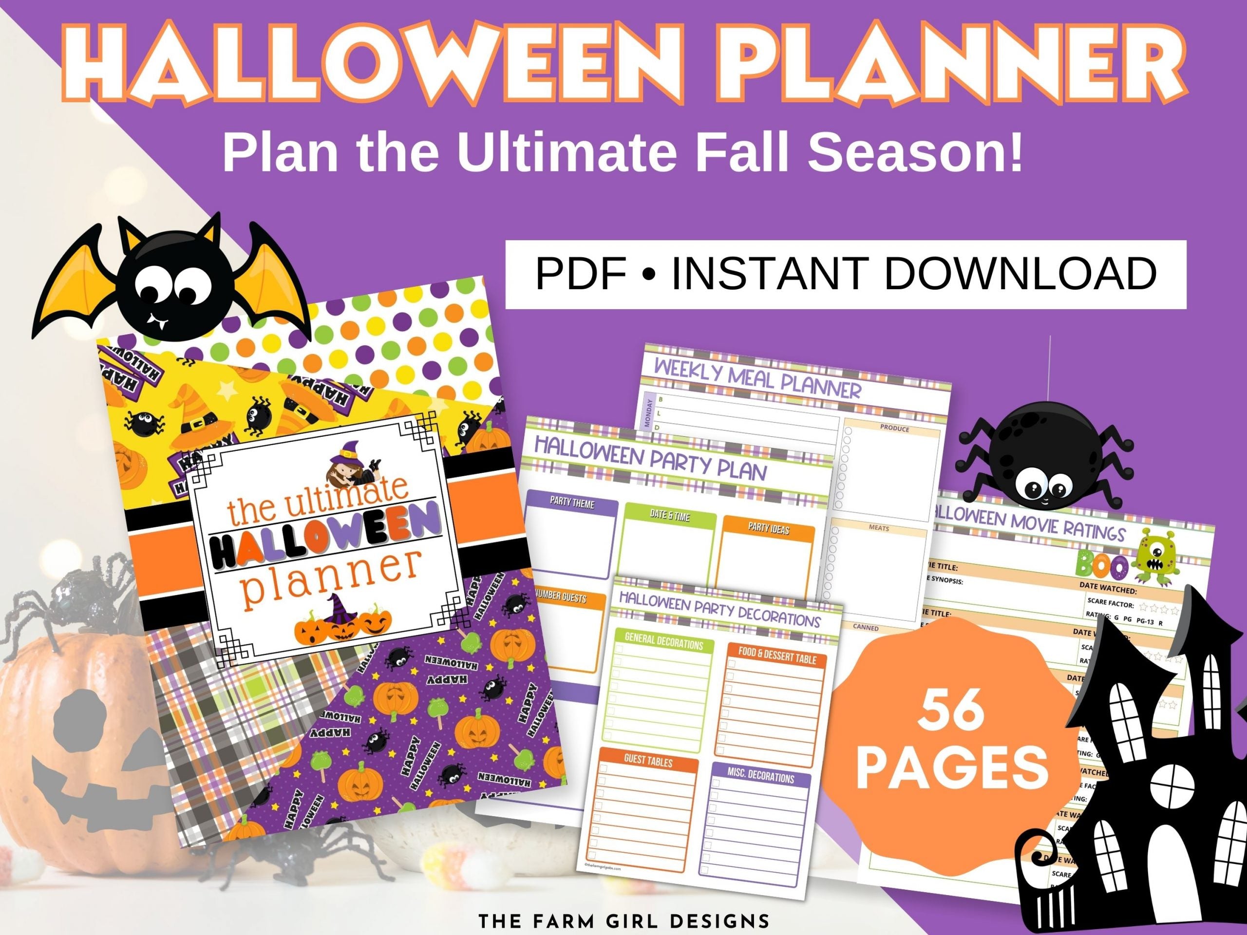 Plan the ultimate Halloween. This printable Halloween planner will keep you organized this fall season. This digital download fall activity planner is filled with planning pages to help you plan the best Halloween and fall for your and your family.
