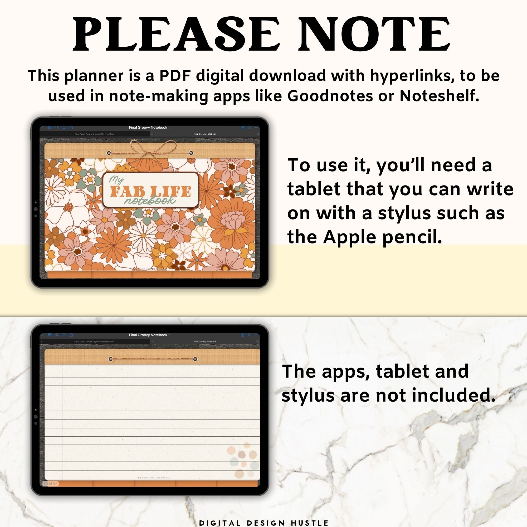 Groovy Retro Digital Notebook