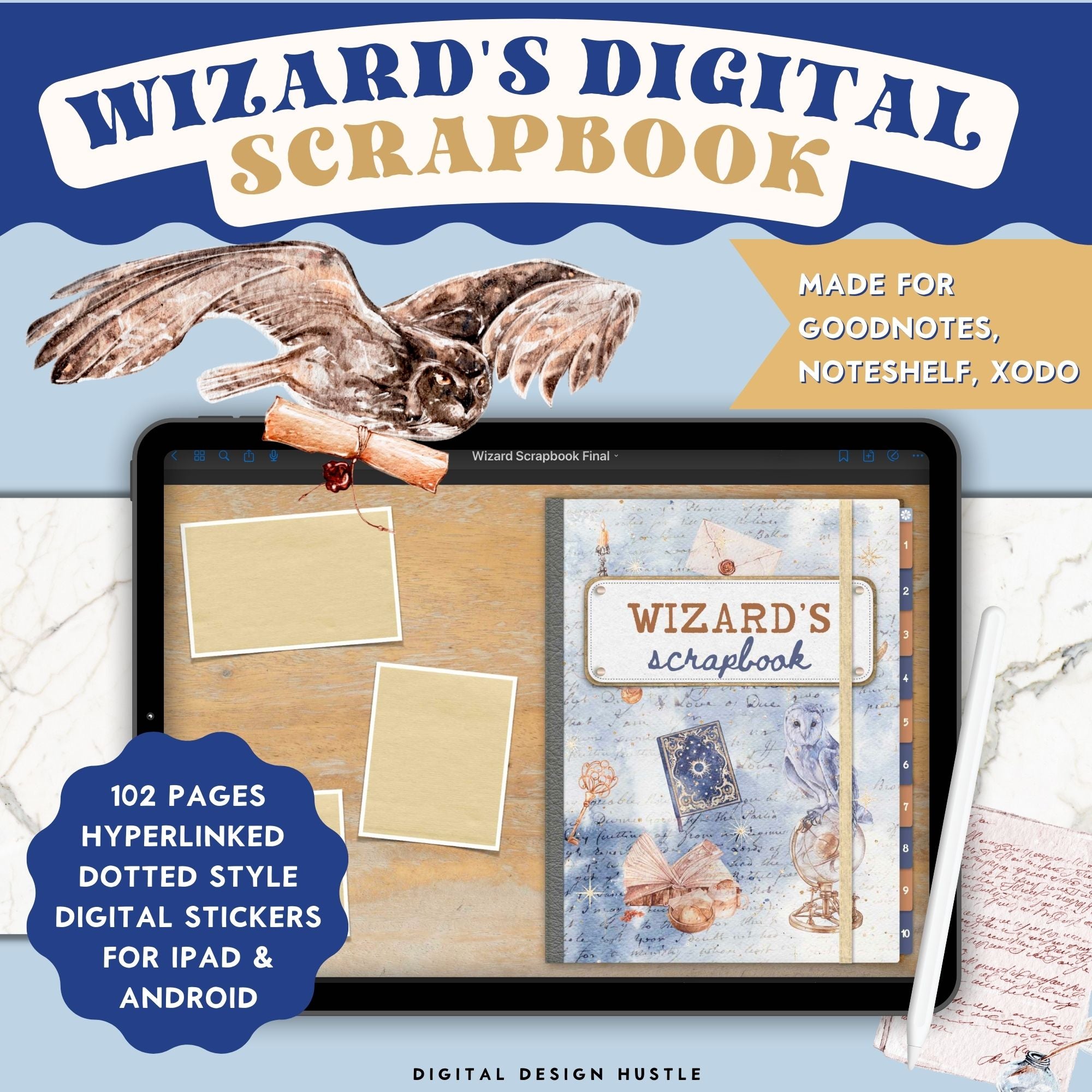 Welcome to the School of Wizardry. Record special memories, spells and charms in this Harry Potter-themed Digital Scrapbook. Capture all your special memories with family and friends in the 102-page digital journal.