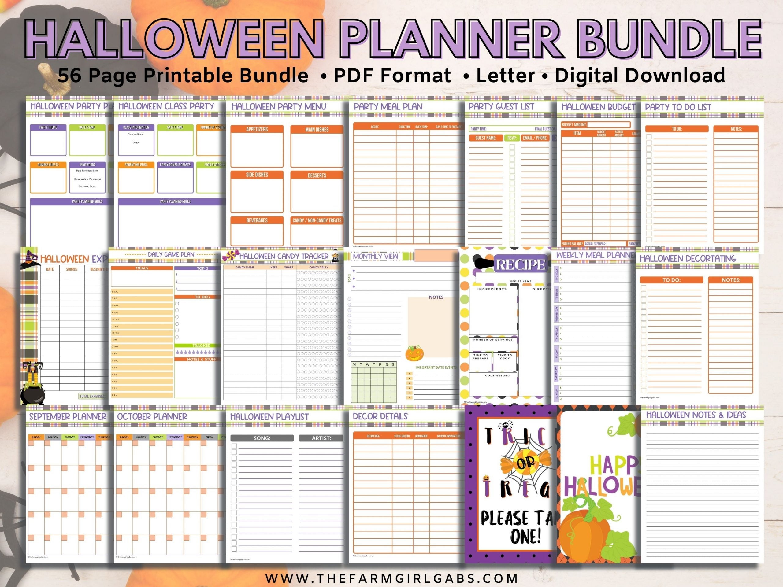 Plan the ultimate Halloween. This printable Halloween planner will keep you organized this fall season. This digital download fall activity planner is filled with planning pages to help you plan the best Halloween and fall for your and your family.