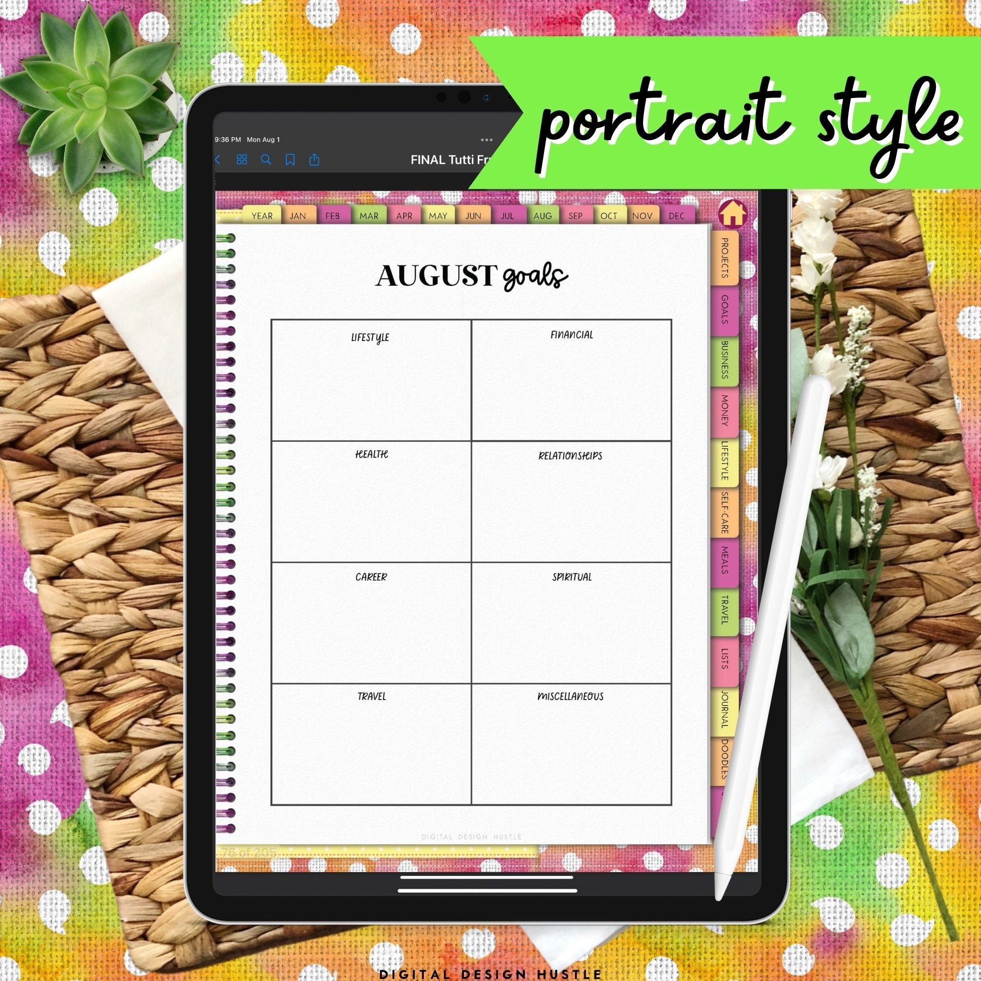 Tutti Fruiti Digital Portrait Planner With Digital Stickers