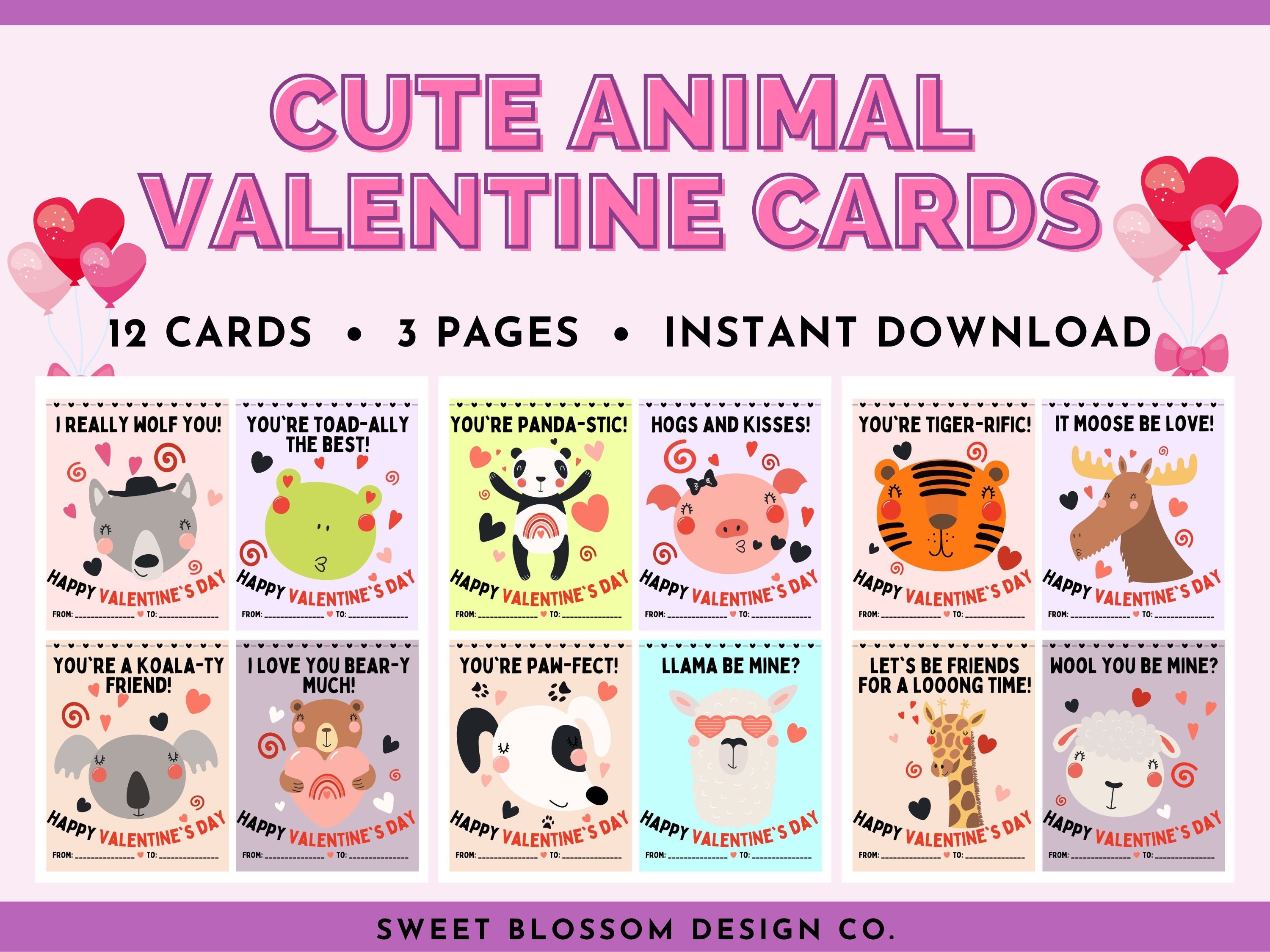 Printable animal valentine cards for kids are a fun and easy way to spread Valentine&