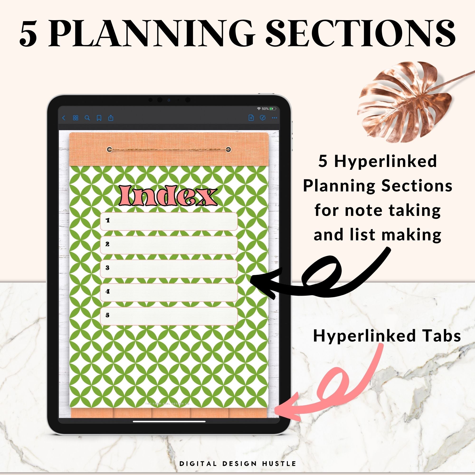 Digital Notebook With 5 Hyperlinked Sections