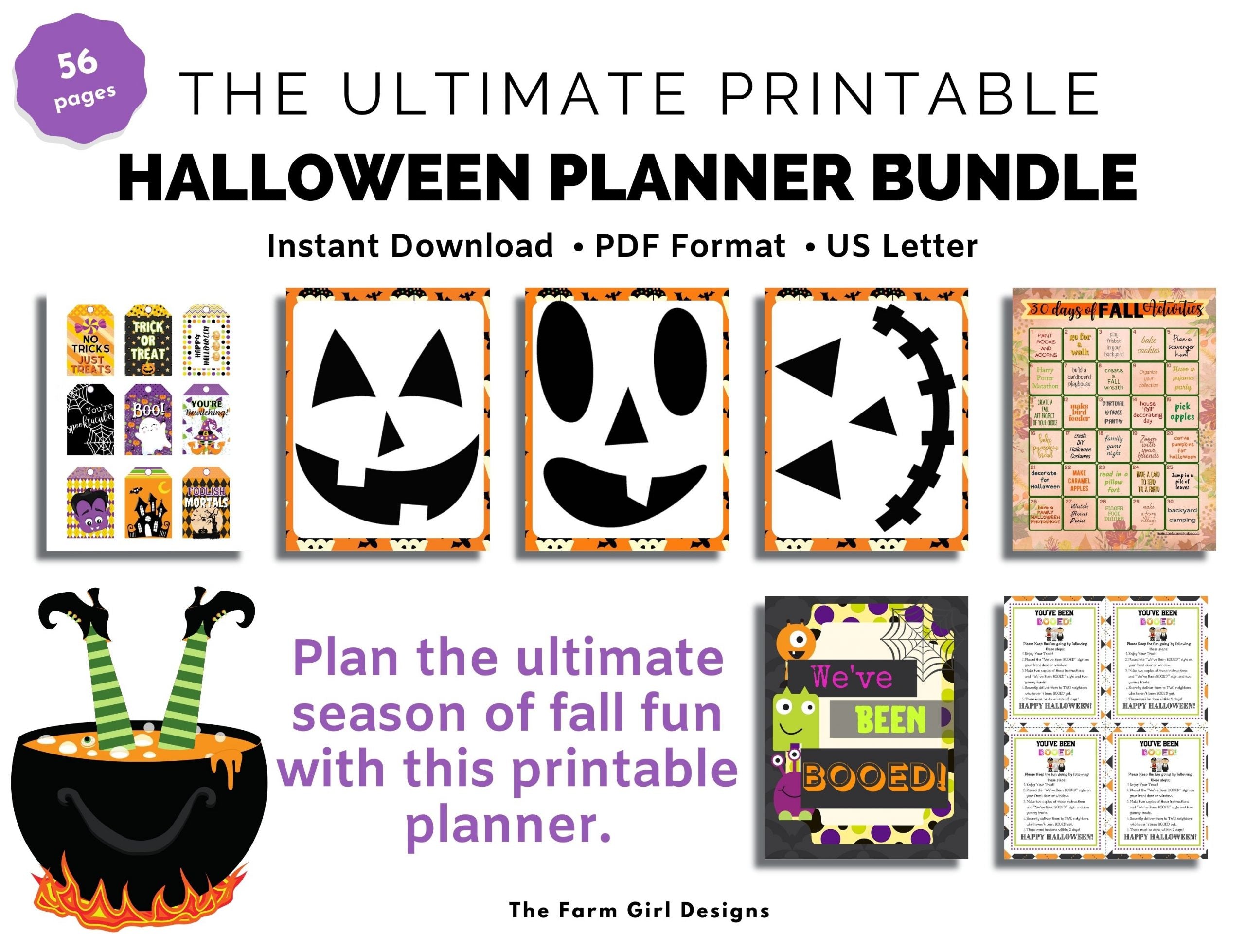 Plan the ultimate Halloween. This printable Halloween planner will keep you organized this fall season. This digital download fall activity planner is filled with planning pages to help you plan the best Halloween and fall for your and your family.