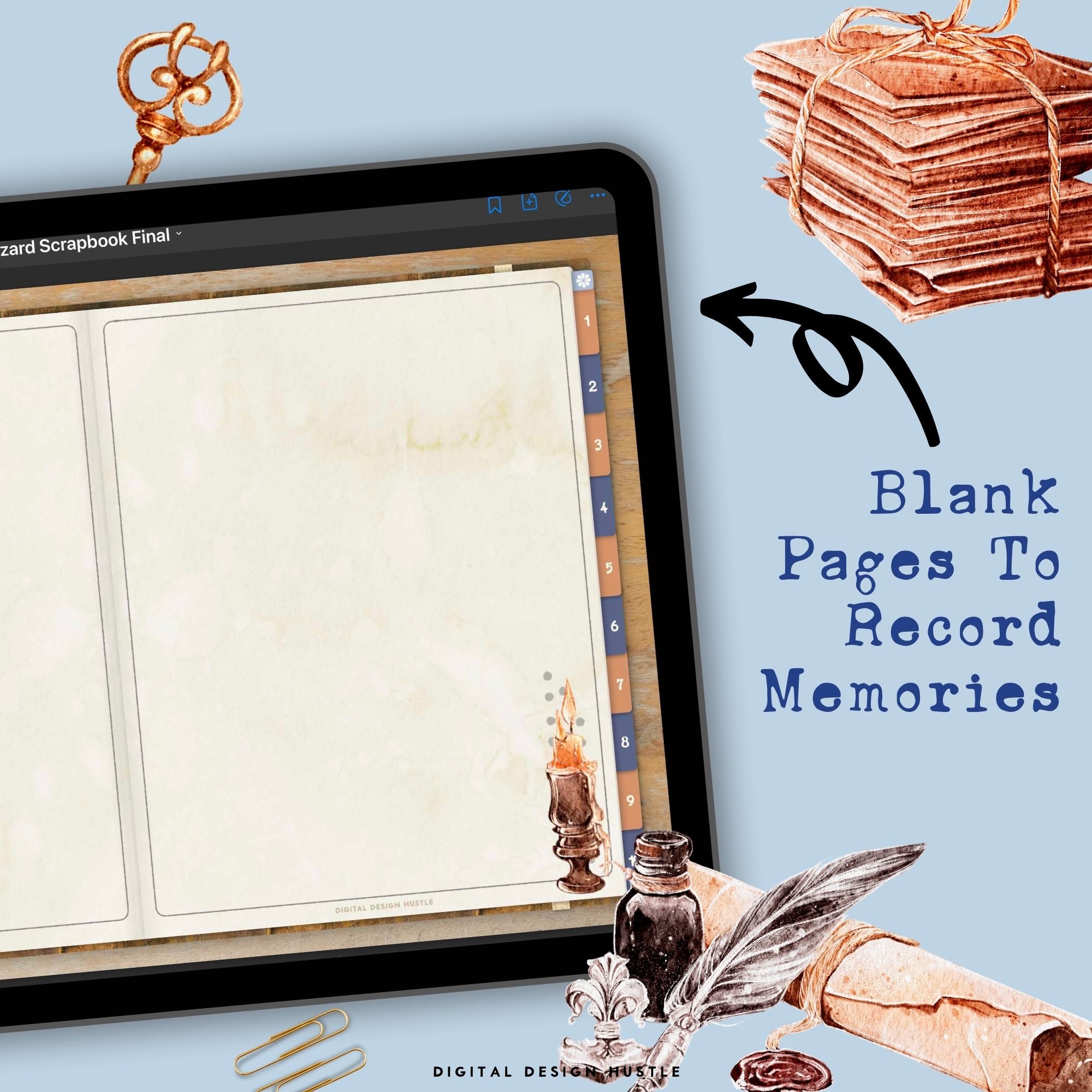 Welcome to the School of Wizardry. Record special memories, spells and charms in this Harry Potter-themed Digital Scrapbook. Capture all your special memories with family and friends in the 102-page digital journal.