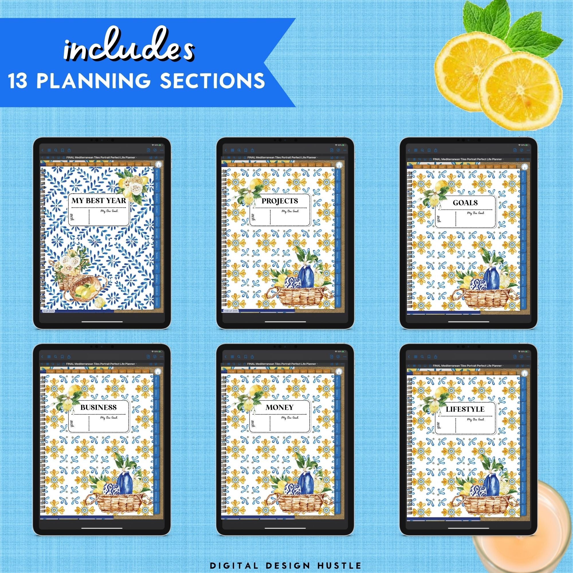 Mediterranean Tiles Digital Planner With Digital Stickers