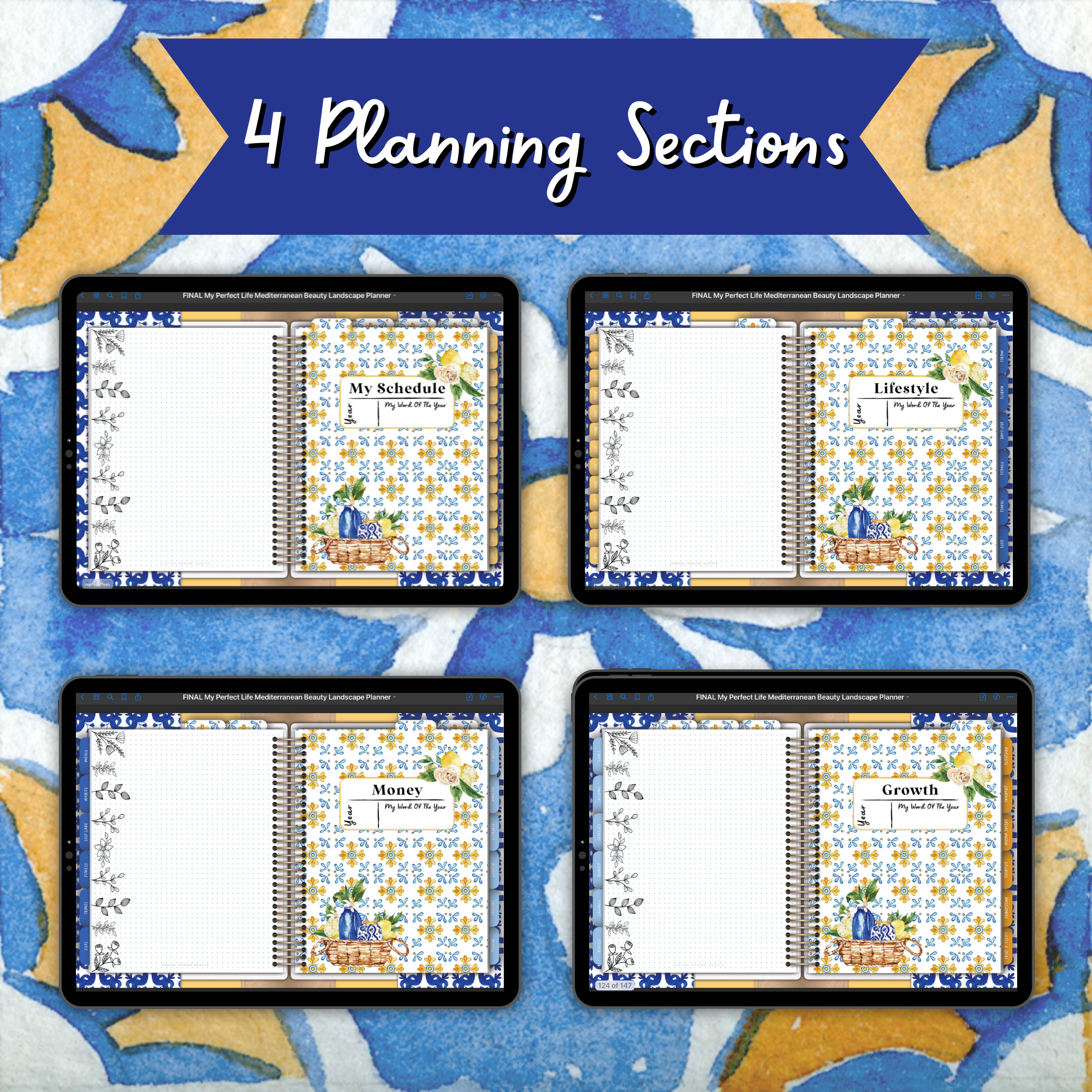 Mediterranean Beauty Digital Life Planner With Digital Stickers