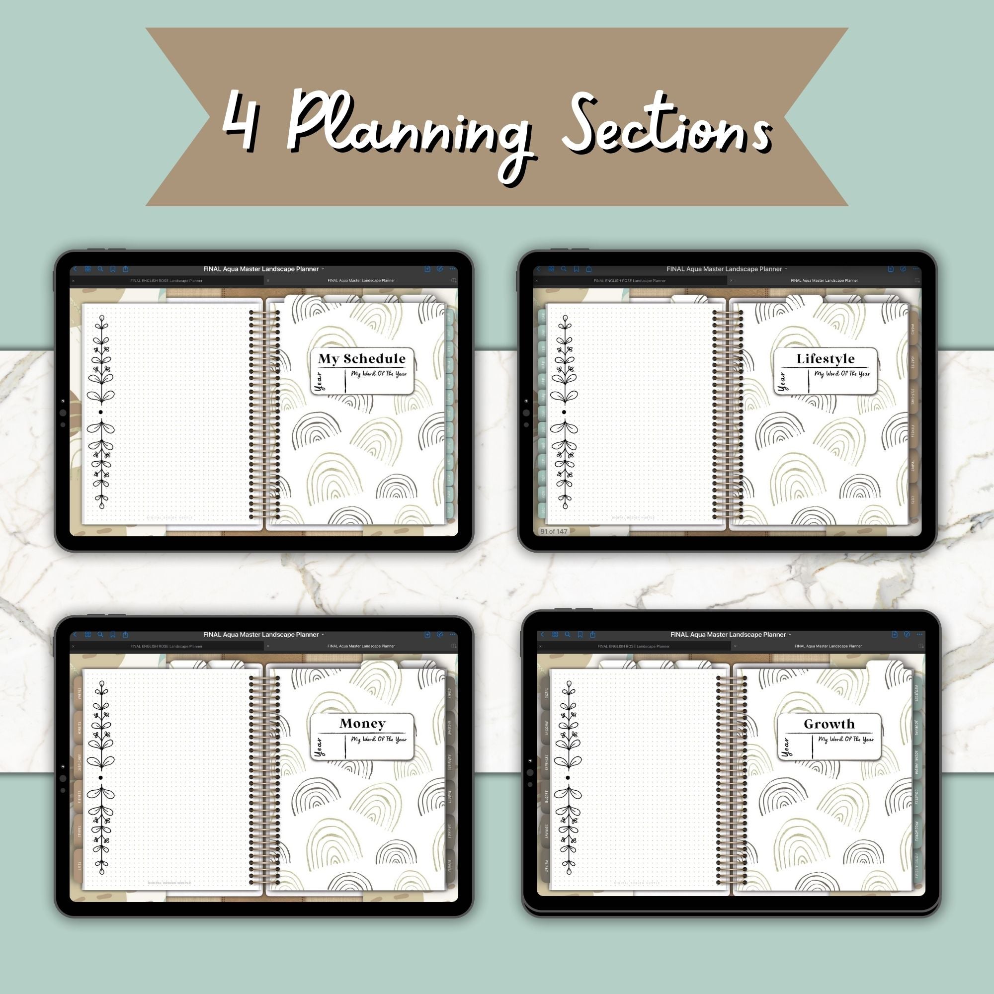 Abstract Aqua Digital Life Planner