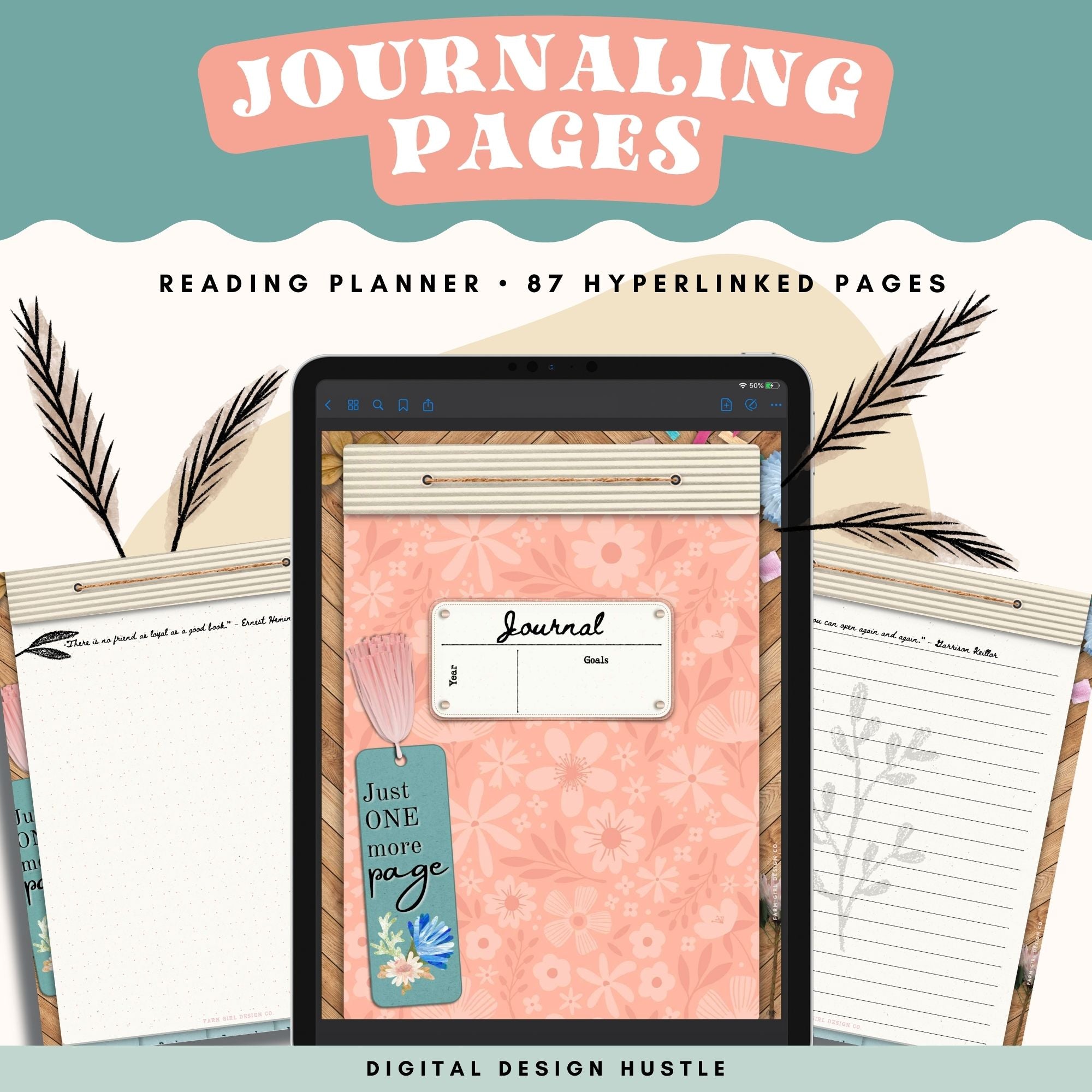 This dark floral-themed digital reading notebook is a fun way to track reading progress, take notes, and write ideas and thoughts in the digital journal. This digital reading planner 5 different hyperlinked sections: Reading Planner, Journal, Calendar, Notes, and Checklists.