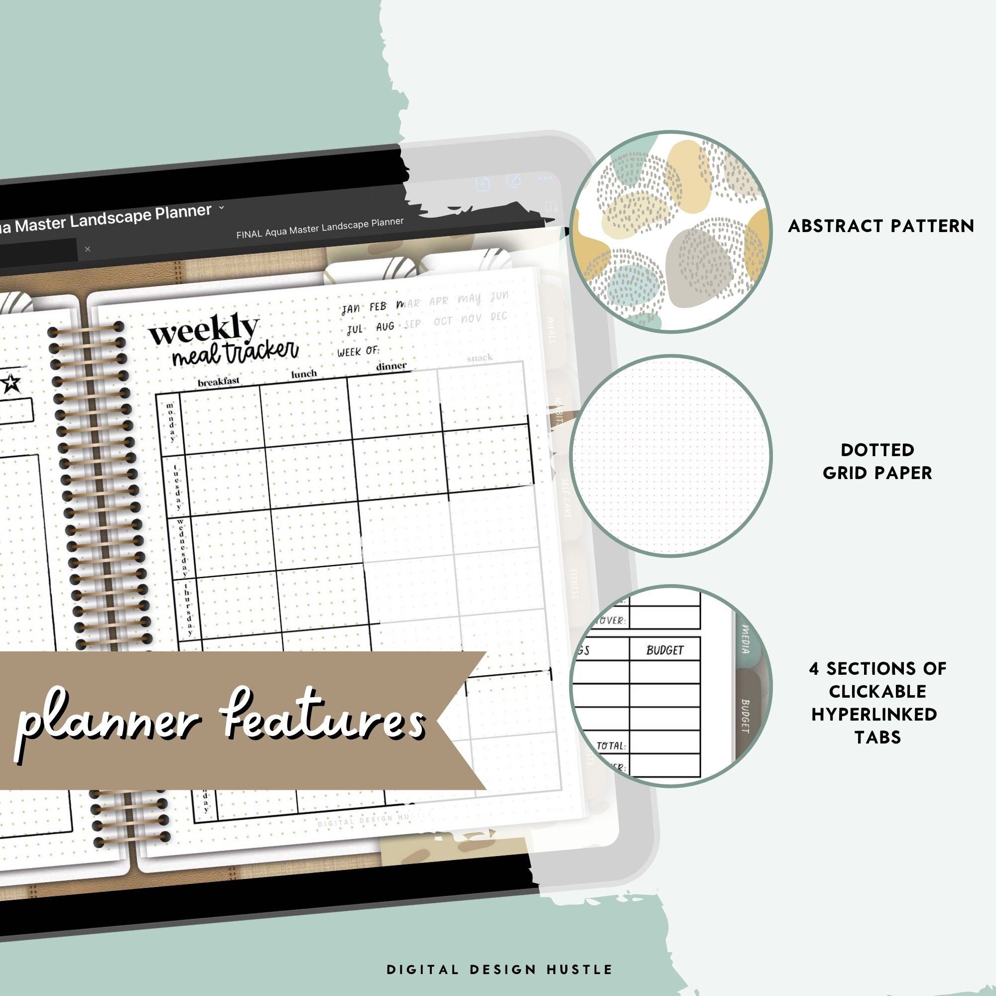 Abstract Aqua Digital Life Planner