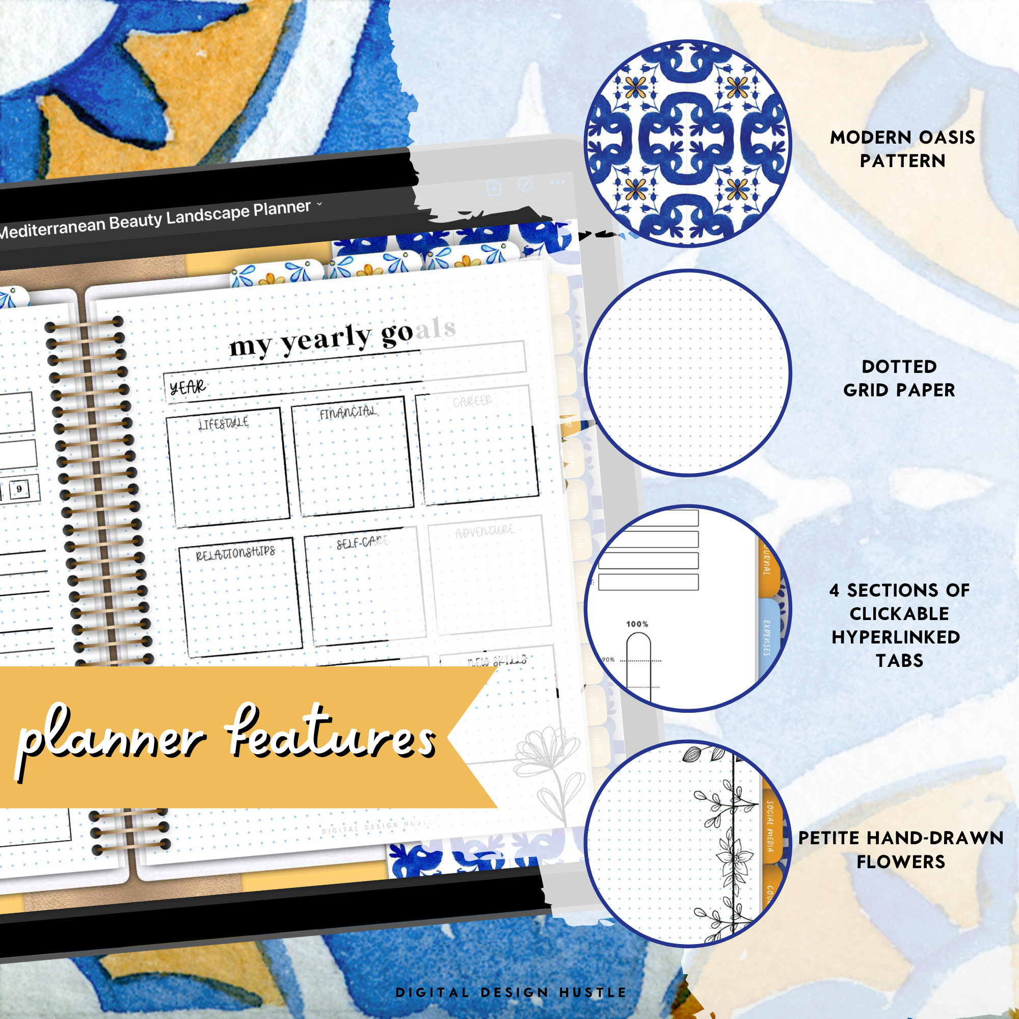 Mediterranean Beauty Digital Life Planner With Digital Stickers