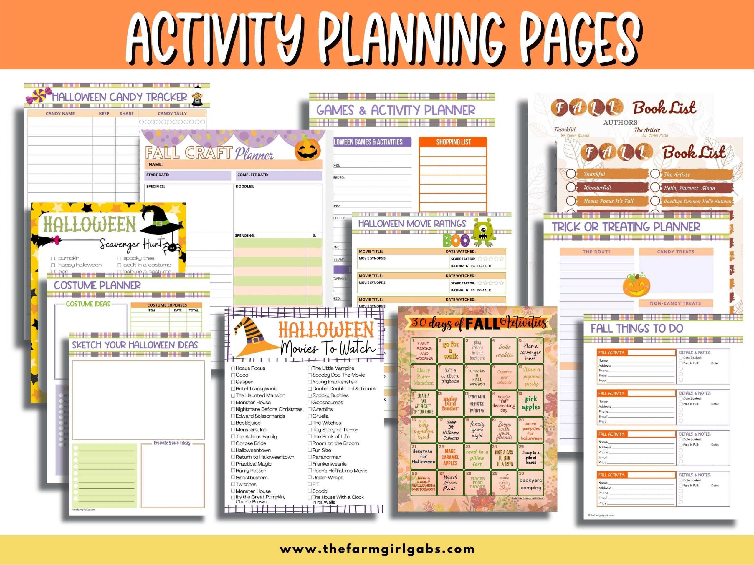 Plan the ultimate Halloween. This printable Halloween planner will keep you organized this fall season. This digital download fall activity planner is filled with planning pages to help you plan the best Halloween and fall for your and your family.