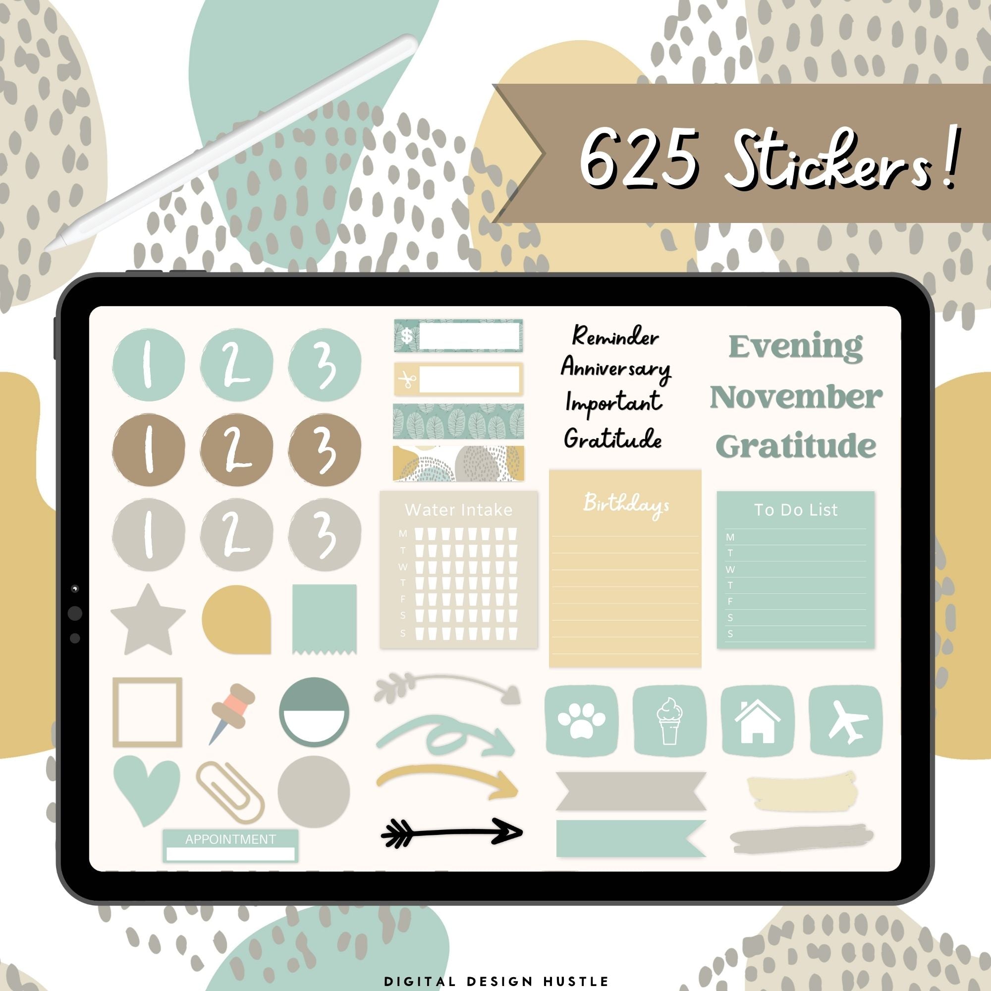 Abstract Aqua Digital Life Planner