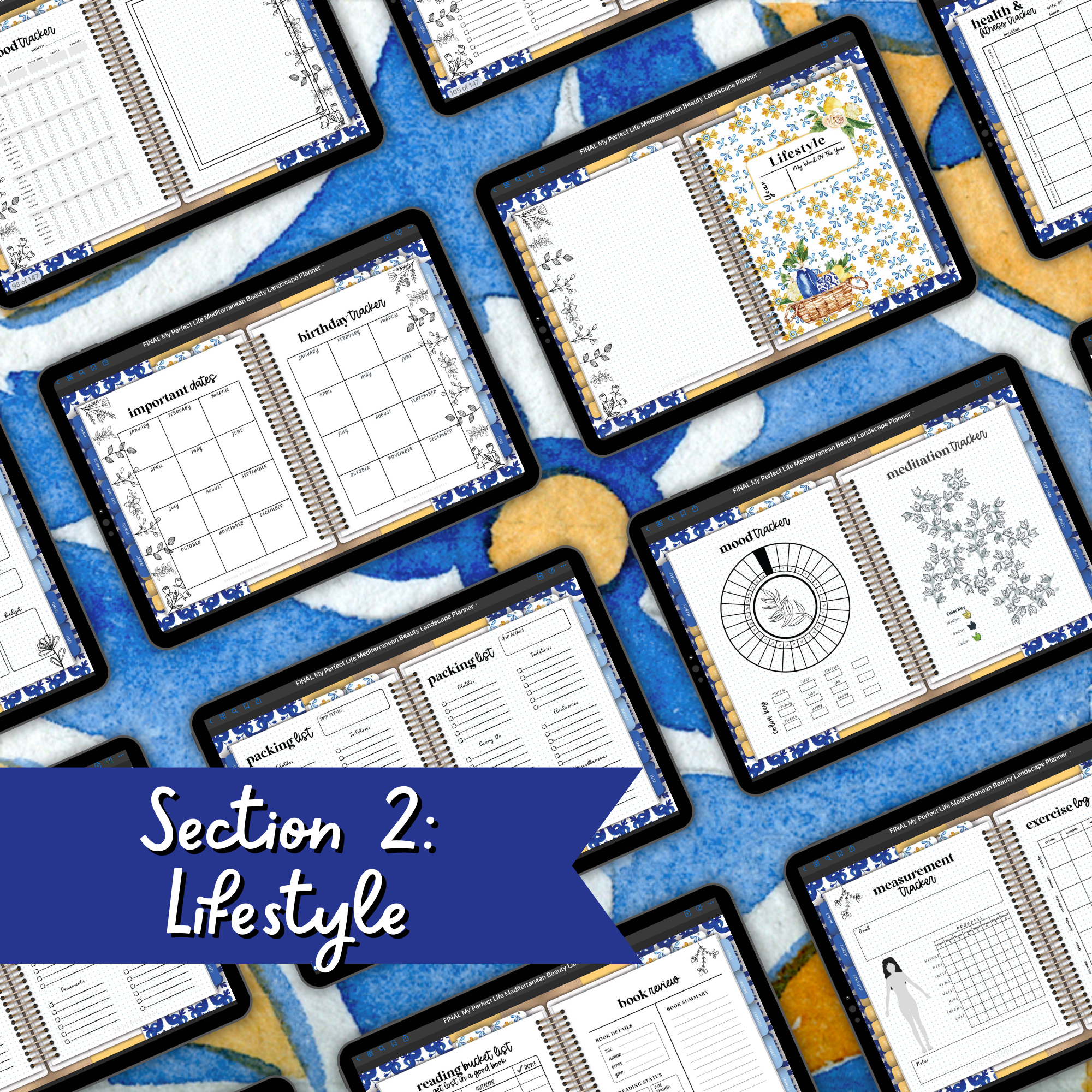 Mediterranean Beauty Digital Life Planner With Digital Stickers