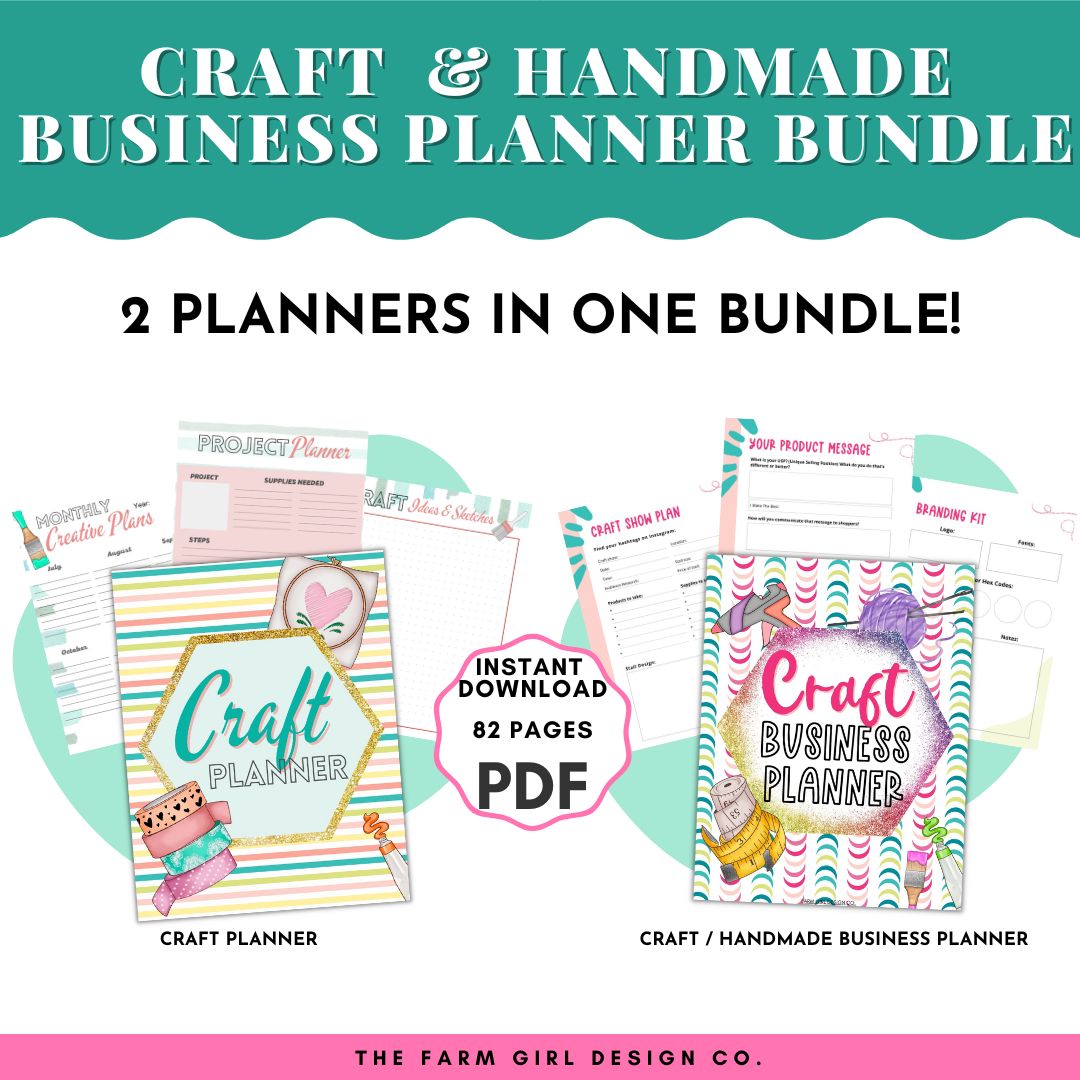 Ready to get your craft on? Grab this ultimate printable Craft Planner Bundle. This bundle includes two of my popular planner: Craft Planner and the Craft & Handmade Business Planner. Each craft printable is available in US Letter PDF and A4 PDF formats.