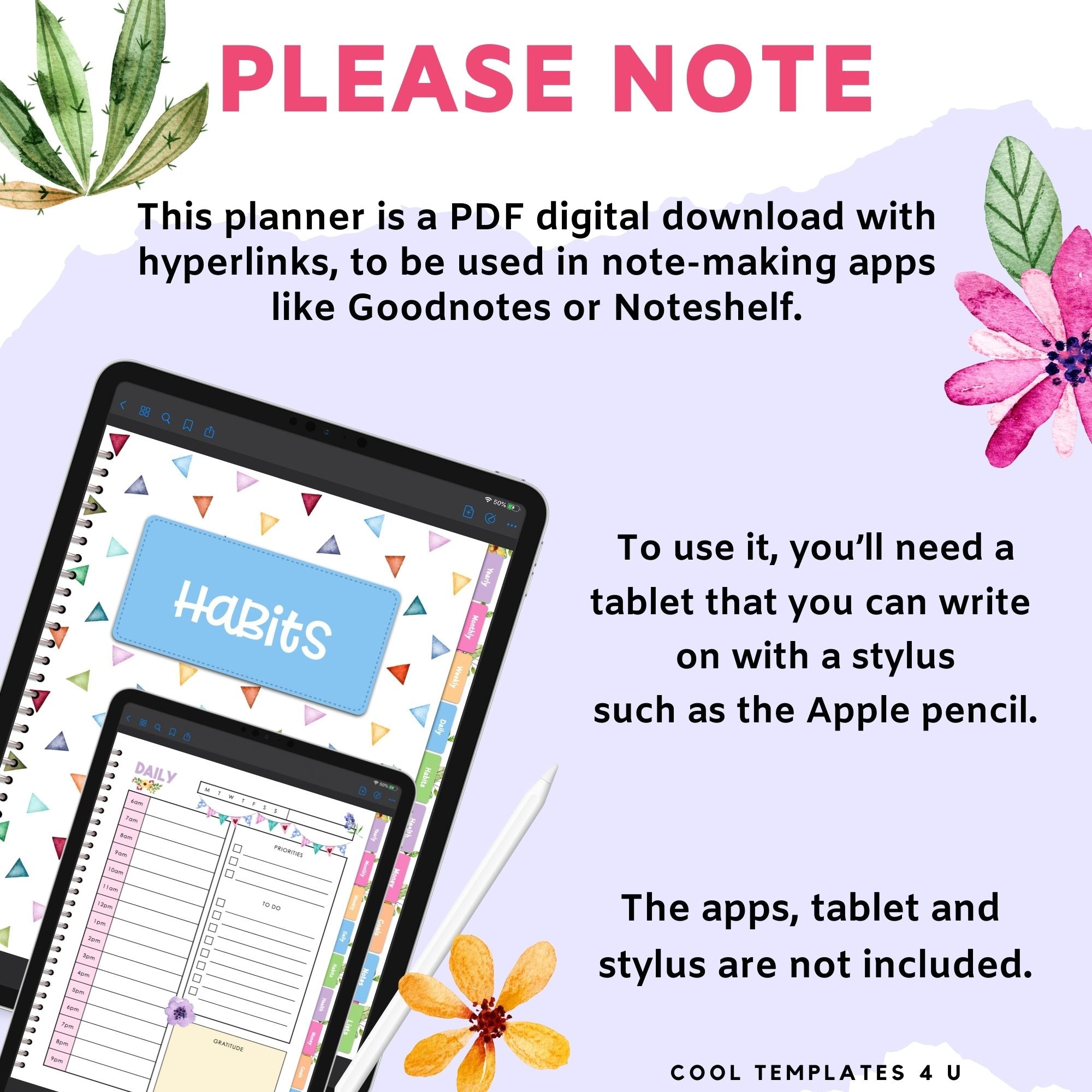 Floral Digital Daily Planner