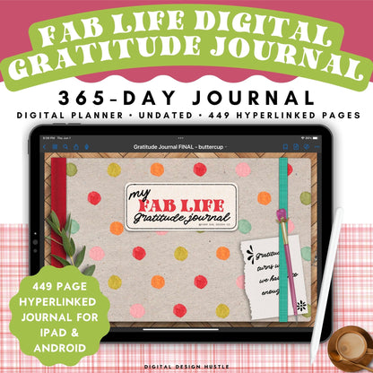 Take care of your mind, body and health with this floral-themed 365-day digital gratitude journal. Use this beautifully designed planner to record and take note of your mental health. This self care planner has 449 hyperlinked pages for monthly and daily journaling. Track your gratitude for each week of the year.