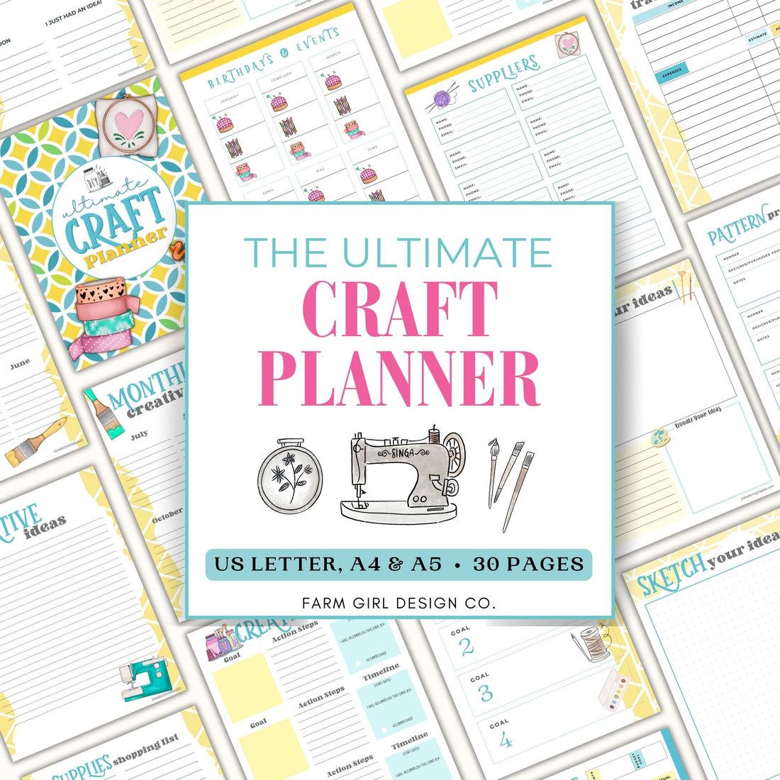 This 30-page printable Craft project planner PDF is perfect for hobby crafters and professional crafters. This craft project binder contains pages to organize your craft projects, craft supplies, ideas, inventory, budget and more. Plan your craft projects quickly with this printable planner. 