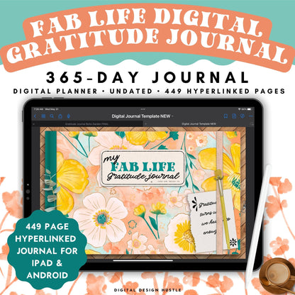 Take care of your mind, body and health with this 365-day digital gratitude journal. Use this beautifully designed planner to record and take note of your mental health. This self care planner has 449 hyperlinked pages for monthly and daily journaling. Track your gratitude for each week of the year.