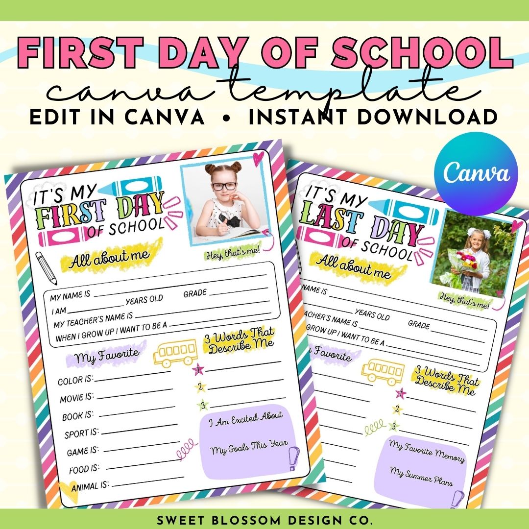 Welcome to our All About Me Printable Bundle for the First and Last Day of School! Make your child&