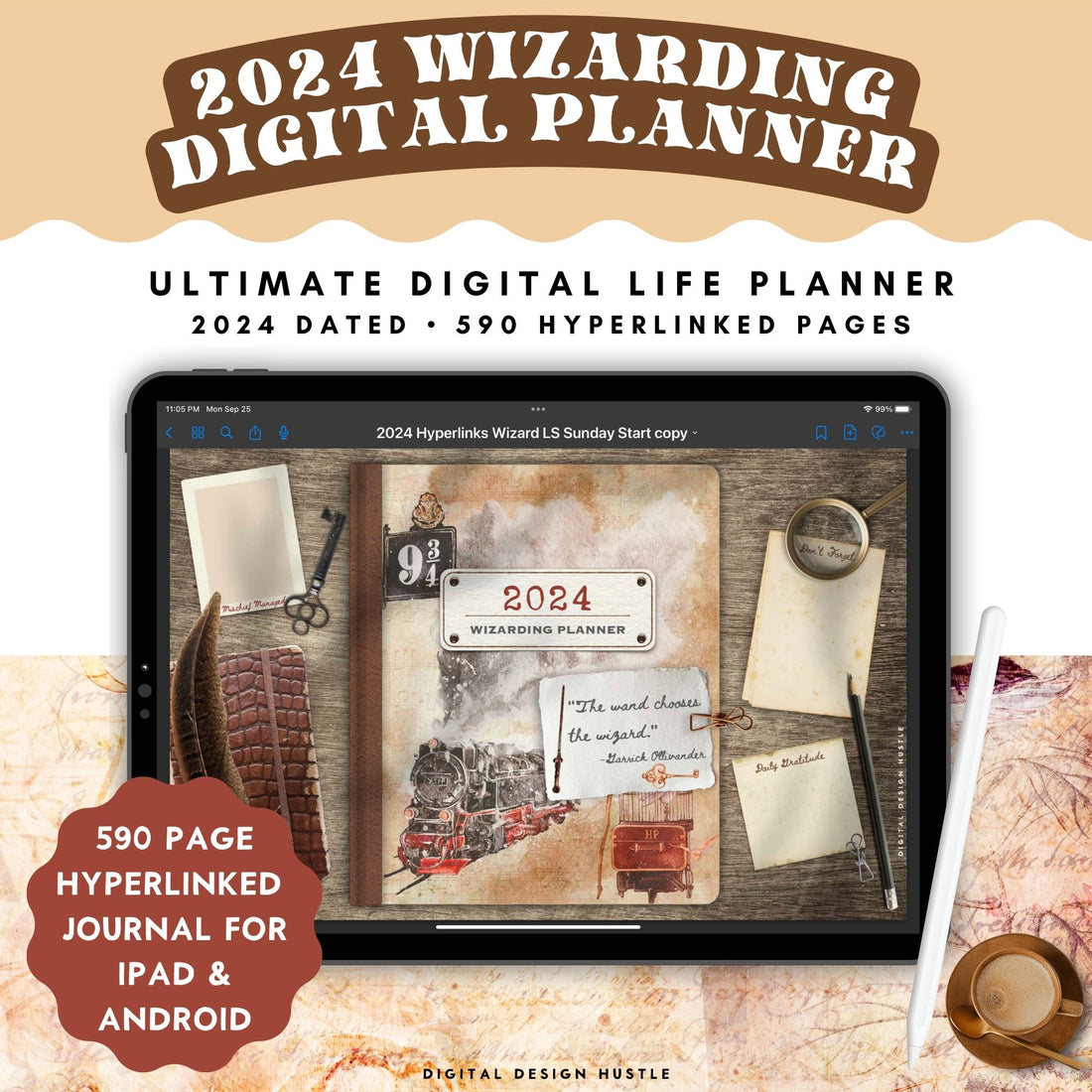 2024 World of Wizards Digital Life Planner Bundle for Goodnotes, Notability and Noteshelf.Welcome to the Sorcerers School of Wizardry! Plan your perfect day with this digital enchanting wizard-themed 2024 Dated Digital Life Planner. 
