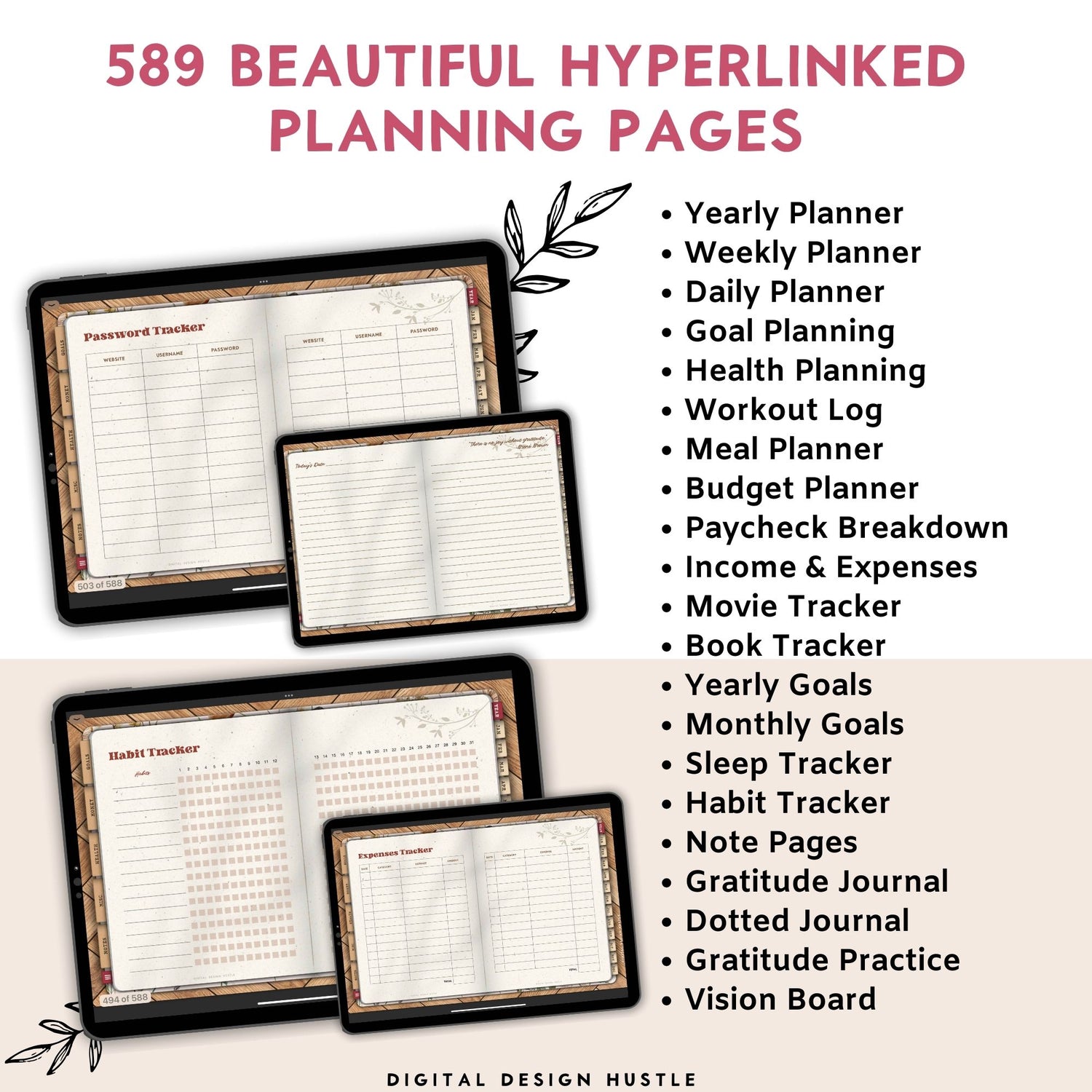 Embrace the coming year with our meticulously crafted 2024 Ultimate Fab Life Digital Planner. This comprehensive 589-page planner is your indispensable companion for the year ahead, featuring a thoughtfully structured hyperlinked 365-day planner complete with yearly, weekly, and daily planning pages.