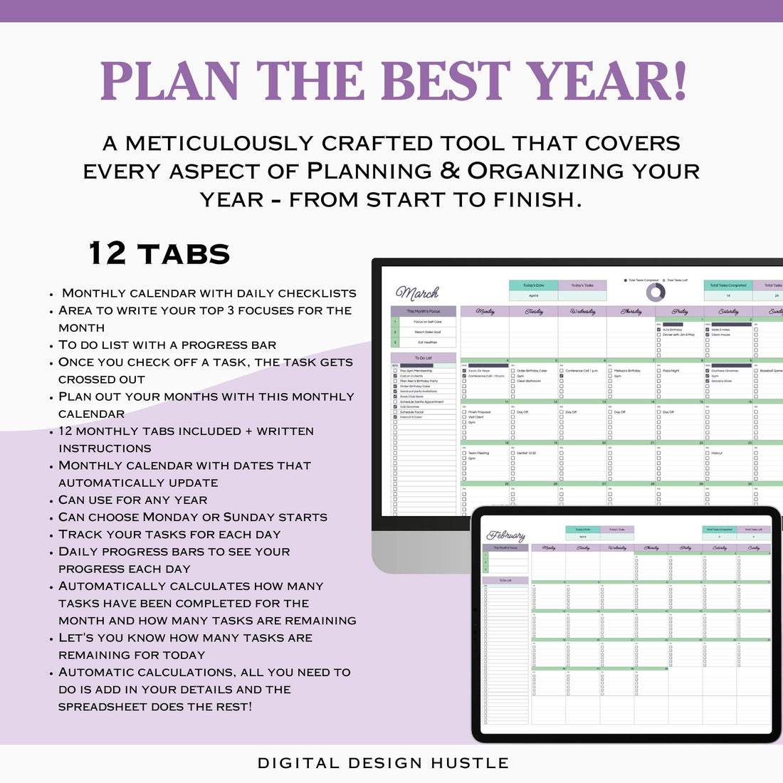 Stay organized and stylish with our Boho Chic Google Sheets Monthly Calendar! This editable spreadsheet is your ultimate tool for tracking tasks, projects, and creating to-do lists for each month. With trendy Boho colors and 12 tabs—one for each month—keeping track of your schedule has never been more visually appealing.